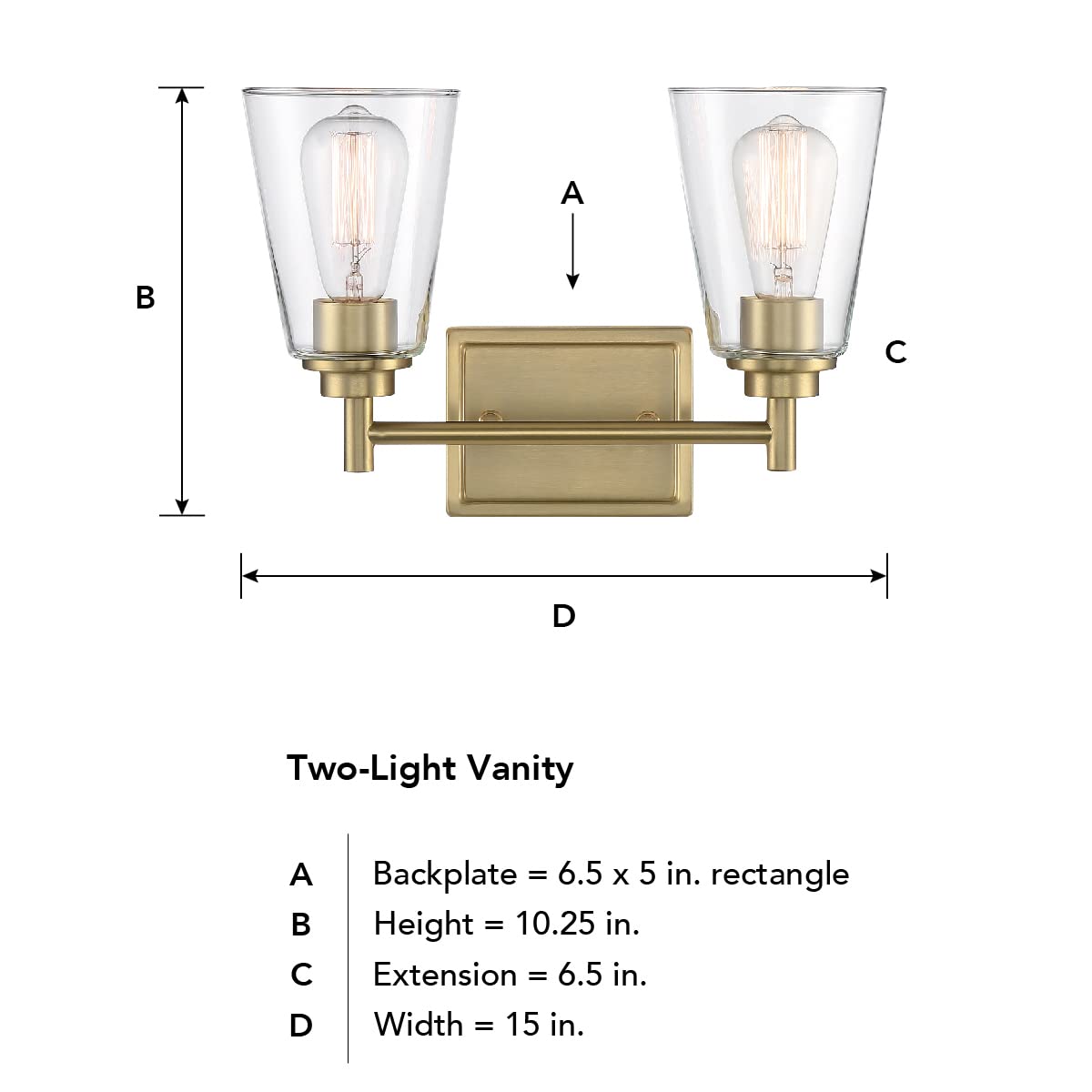 DESIGNERS FOUNTAIN Westin 2-Light Bathroom Vanity Light Fixture, Brushed Gold Finish - Modern Bathroom Lighting for Vanity Mirror, Makeup Area & Powder Room (Model 95702-BG)