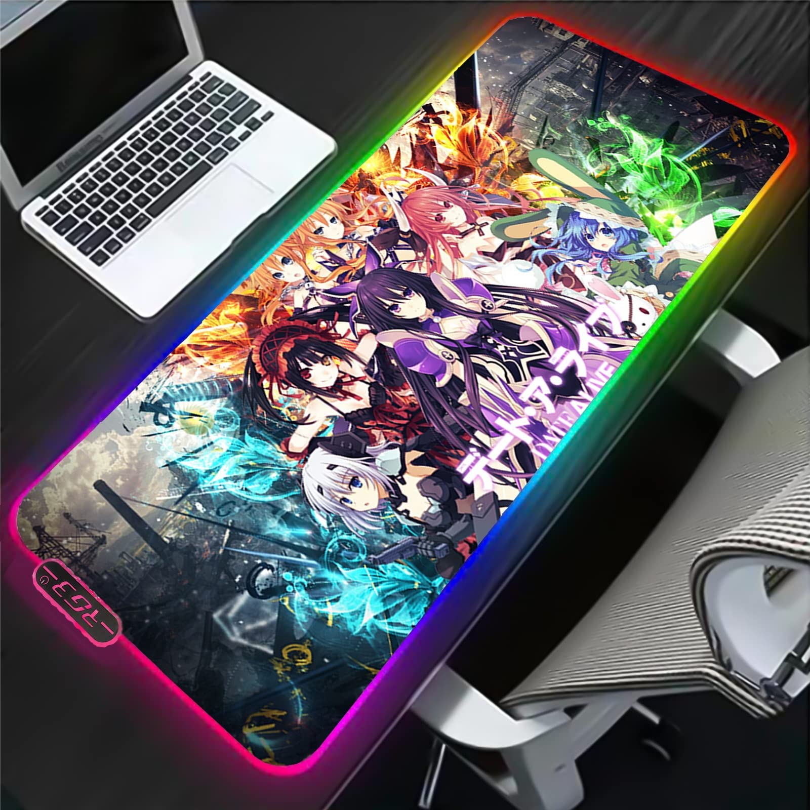 RGB Illuminated Date A Live Anime Gaming Mouse Pad - Large 1200x600mm LED Keyboard Mat with Colorful Glow, Soft Non-Slip Surface for PC Gaming Setup | Perfect for Gamers, Anime Fans & Office Workstations