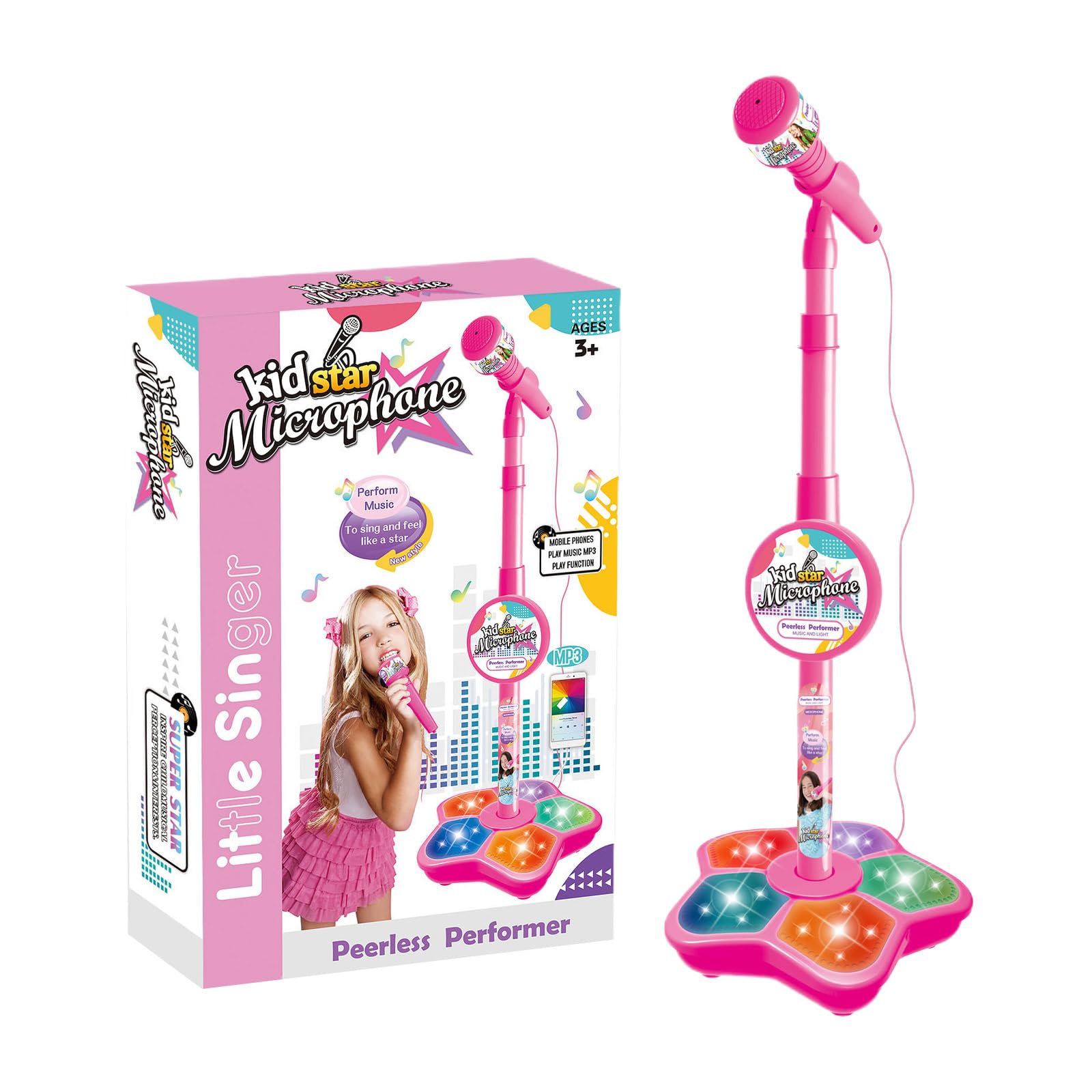 **Lambo Kids Microphone with Stand - Portable Karaoke Microphone for Toddlers & Children, MP3 Mode, Singing Toy for Girls & Boys - Perfect for Birthday Gifts, Home Karaoke & Party Fun**