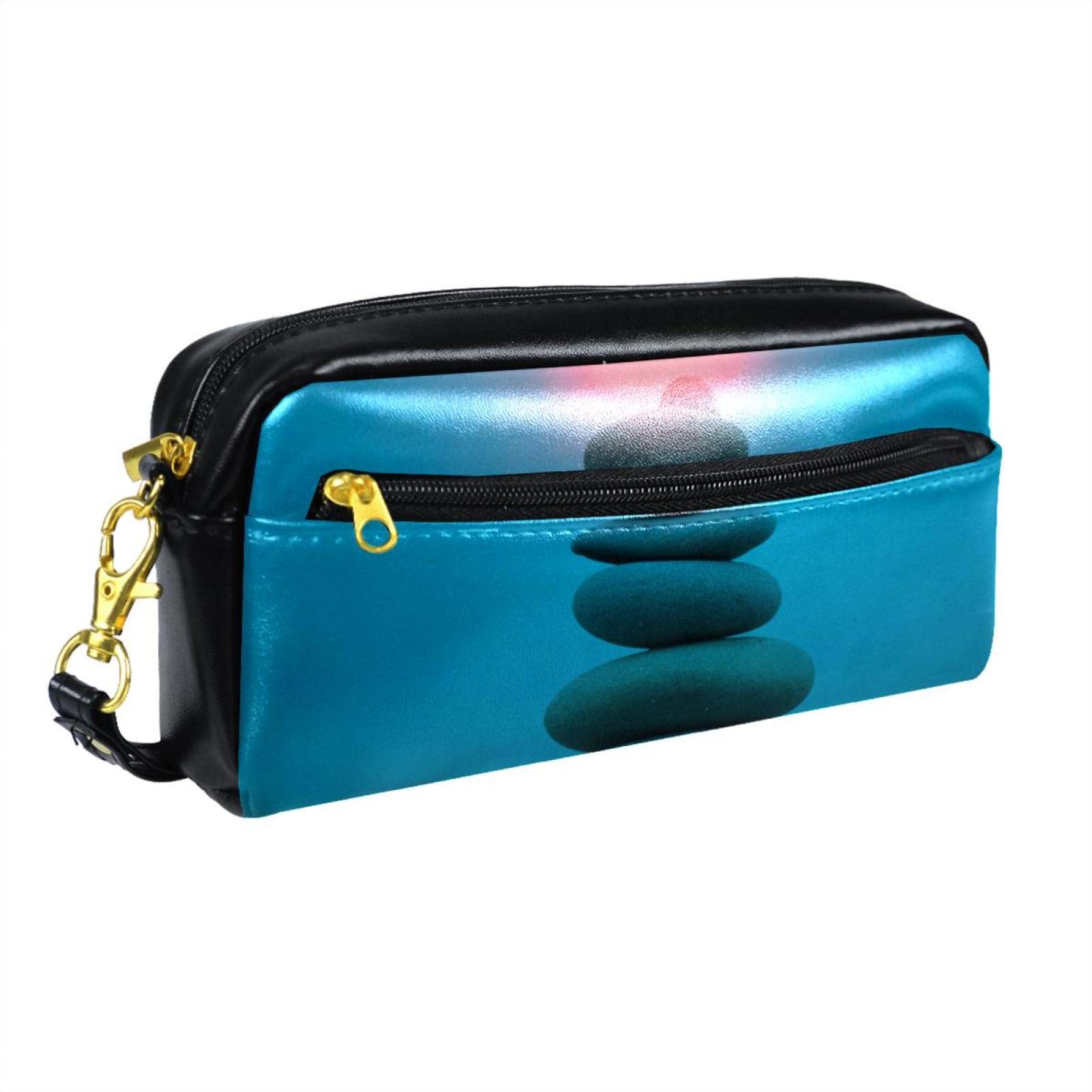 Stylish Pencil Case & Pen Pouch - Portable School Stationery Organizer with Seaside Sunrise Stones Design - Perfect for Students, Office & Travel