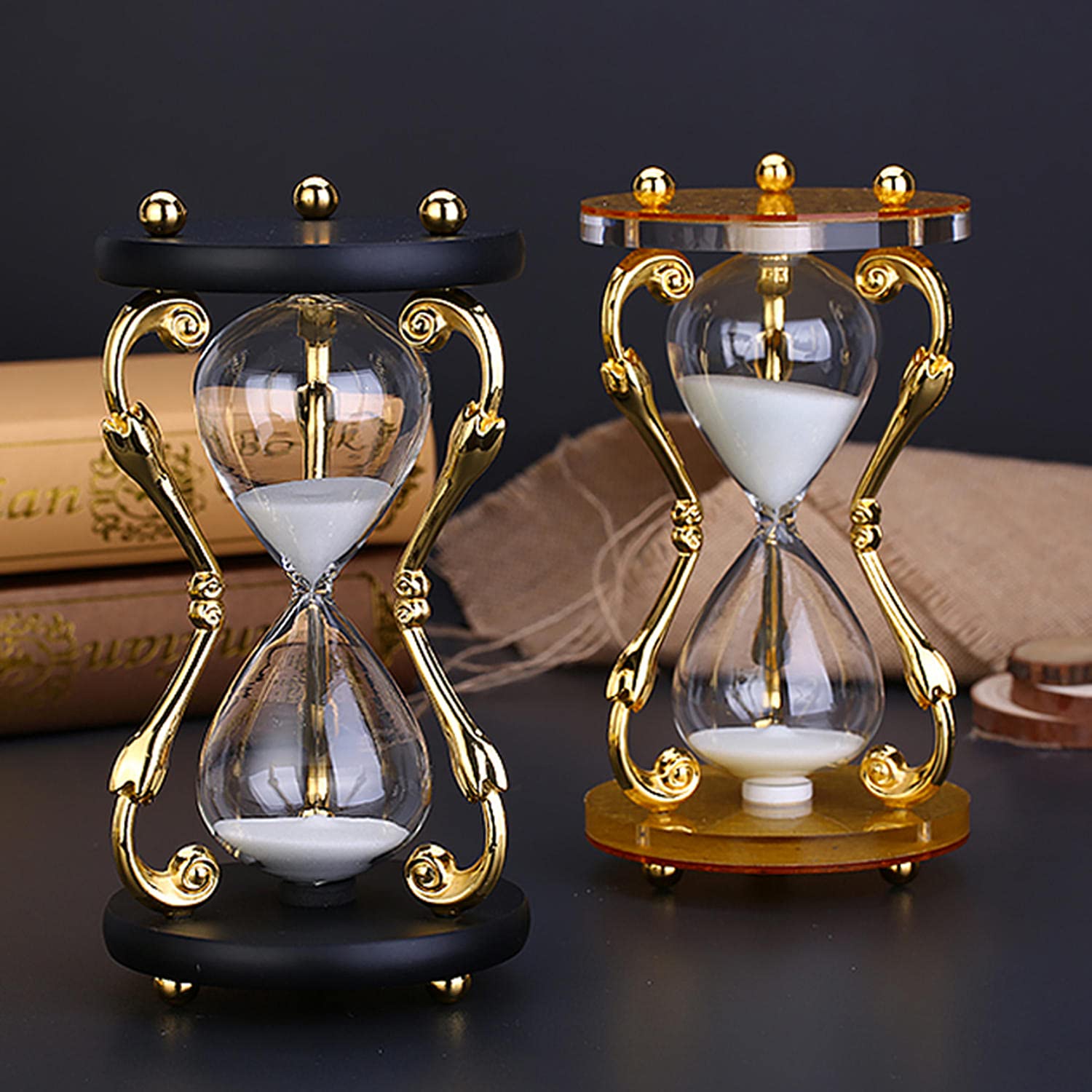 15 Minute Sand Timer - Luxury Wrought Iron Hourglass for Home, Office & Classroom Decor | Desk Accessory for Productivity, Meditation & Jewelry Display