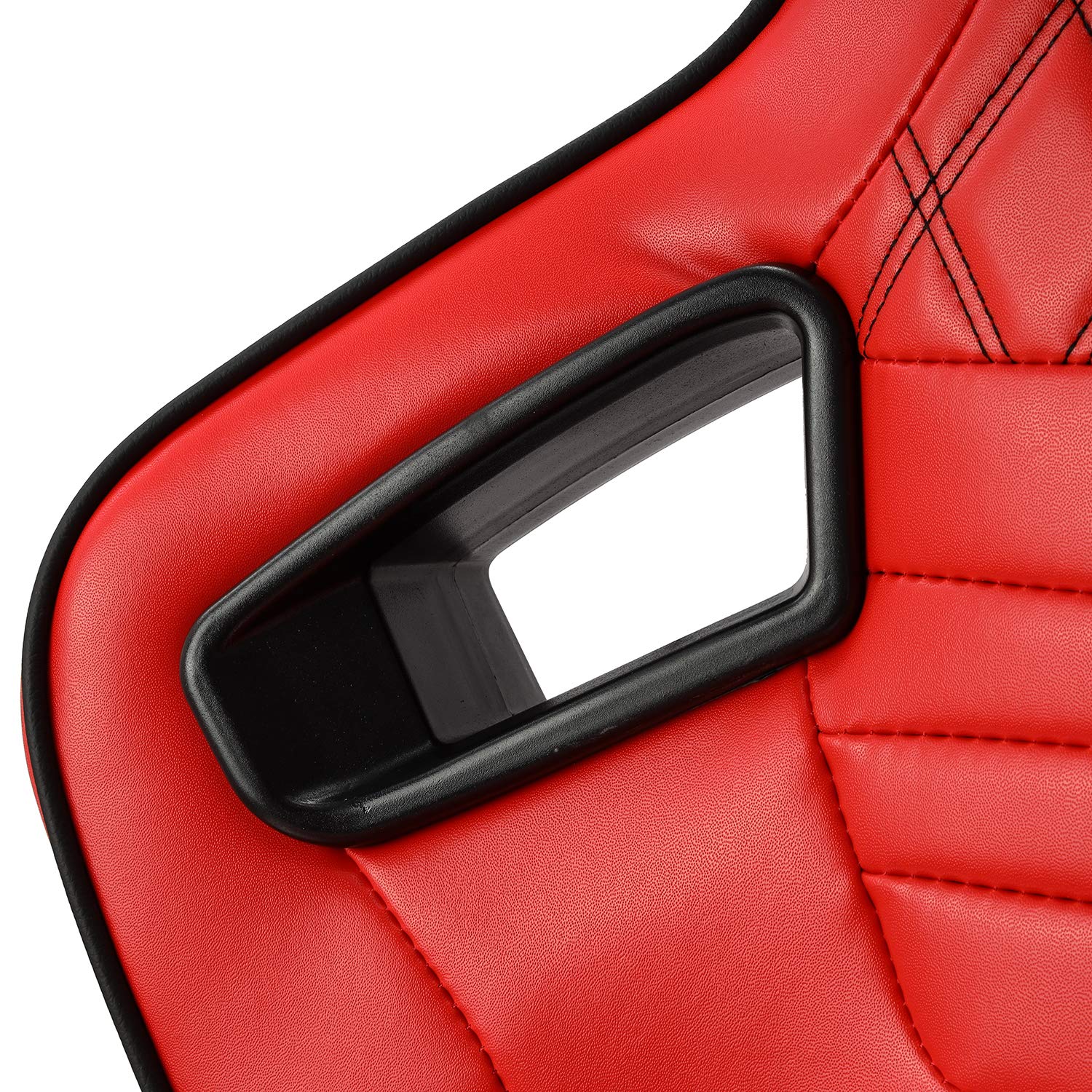 ModifyStreet Universal Racing Bucket Seats - 1 Pair Red PVC Leather with Black Stitch, Left & Right for Sports Cars & Performance Vehicles | Perfect for Racing, Drifting & Car Enthusiasts