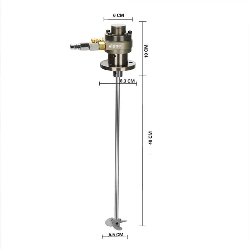 5L Air Agitator Paint Mixer - 1/16 HP Pneumatic Industrial Shaker with 1 Fan, 50-6000 RPM Adjustable Speed - Perfect for Paint, Epoxy, Resin & Liquid Mixing in Workshops and Factories