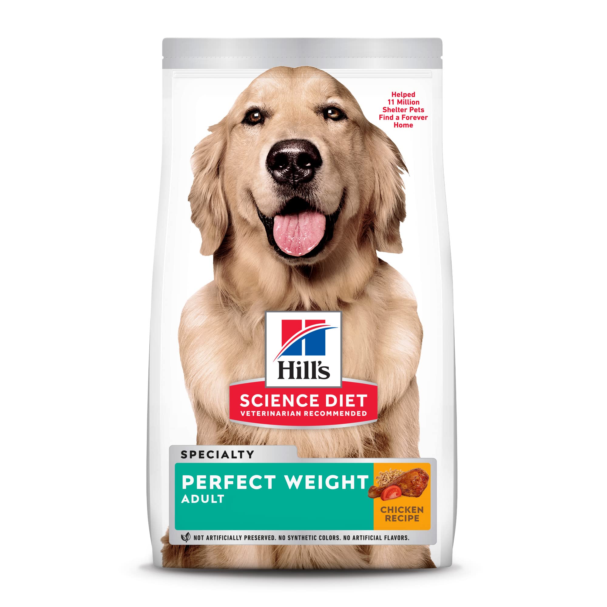 Hill's Science Diet Adult Dry Dog Food - Perfect Weight Chicken Recipe for Healthy Weight Management, 28.5 lb Bag | Ideal for Overweight Dogs & Weight Control Diets