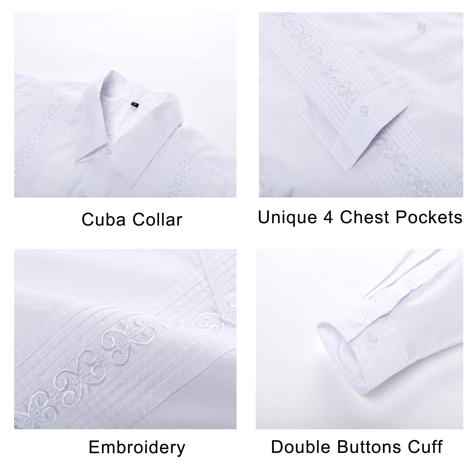 MAXJON Men's Long Sleeve Guayabera Shirts - Classic Cuban Shirt for Men | Casual Wear, Beach Vacation & Summer Outfits