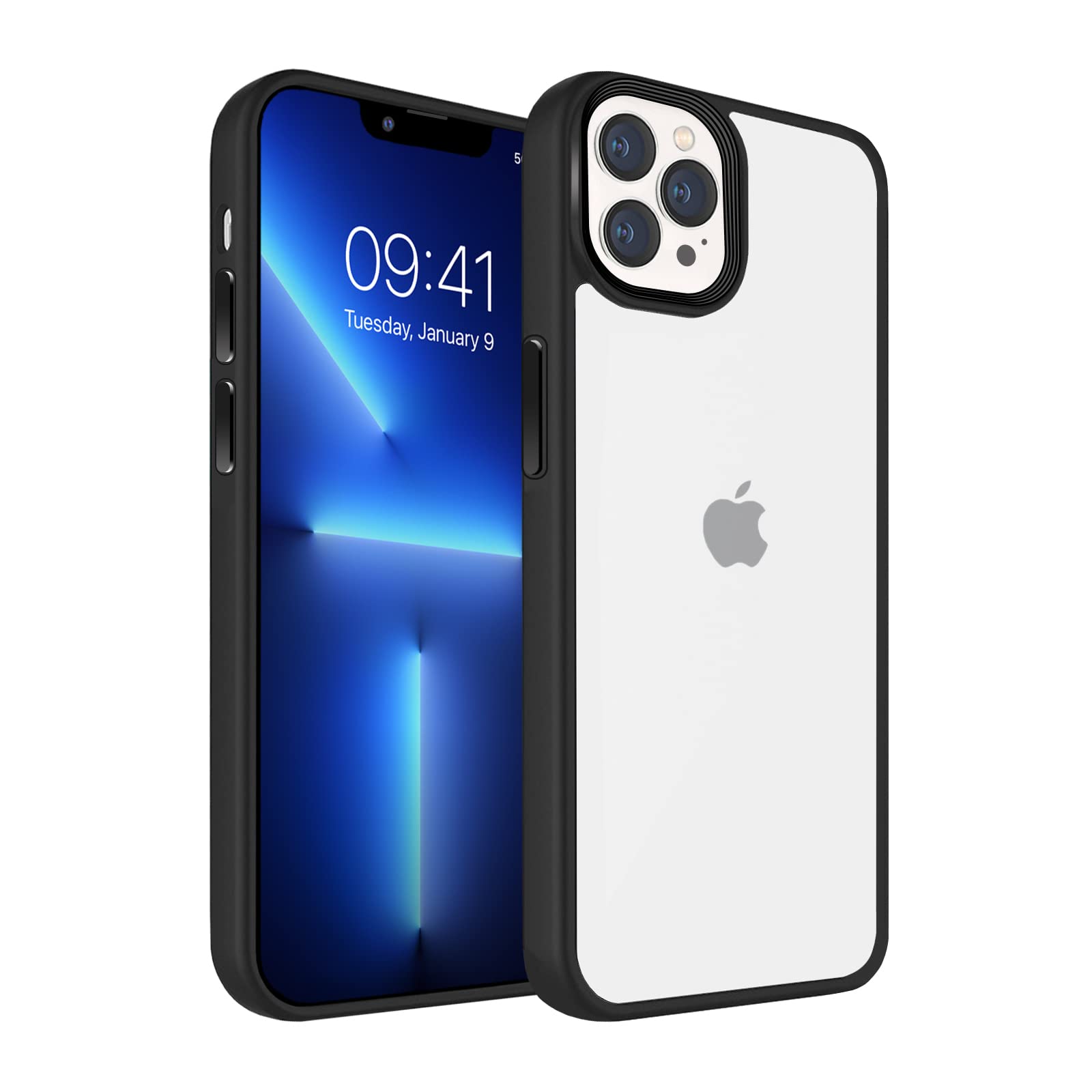 JESOHO Shockproof iPhone 13 Pro Max Case - Semi-Transparent Matte Cover | Anti-Yellowing, Non-Slip & Drop Protection | 6.7 Inch Protective Phone Case (Black) | Perfect for Outdoor Activities, Gym & Daily Use