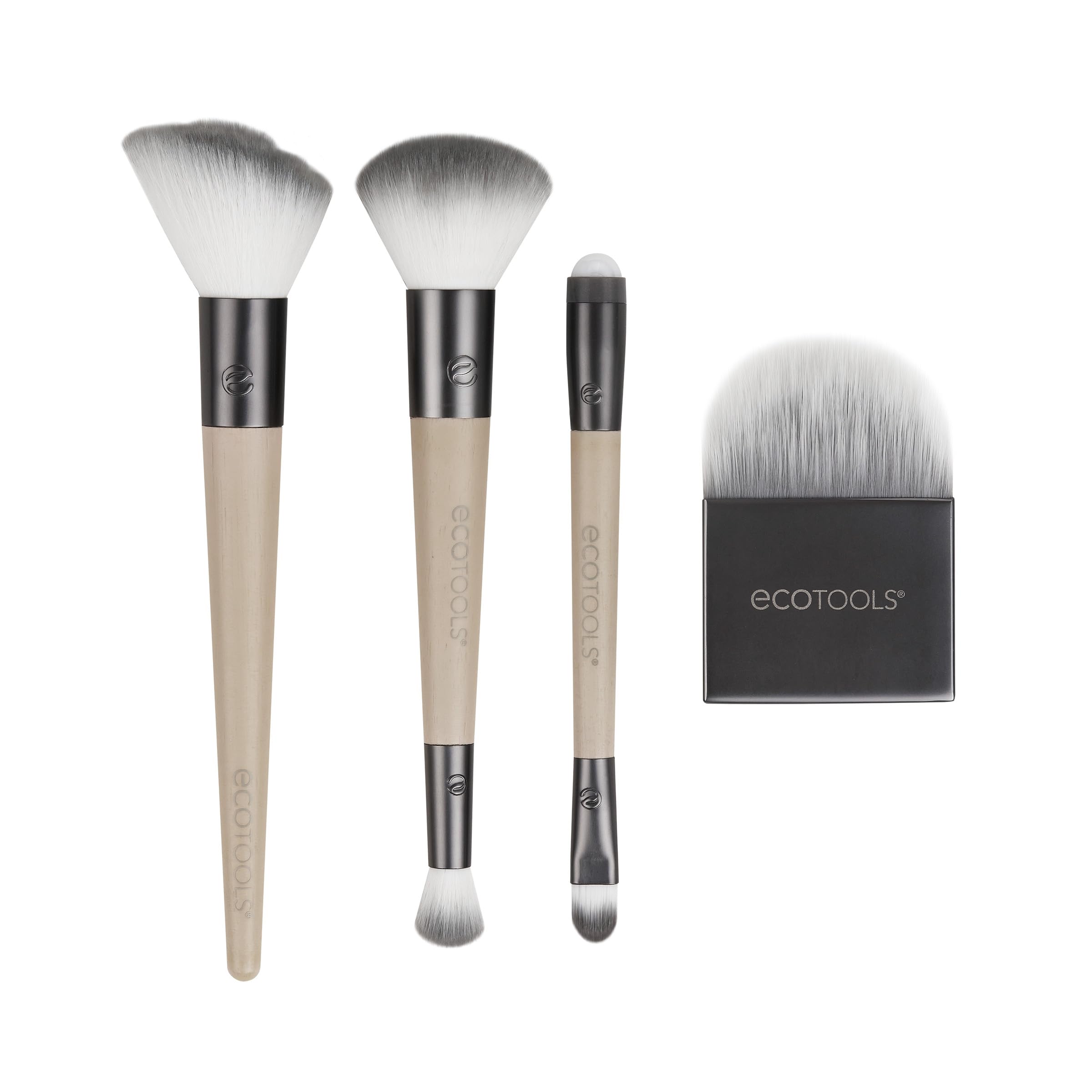 Ecotools Vitamin E Infused Makeup Brush Set for Face - Soft Vegan Brushes for Foundation, Blush & Contouring - Perfect for Daily Makeup & Professional Use