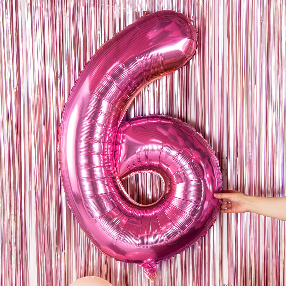 Balloonify Pink Mylar Number 6 Balloon - 40 Inch Large Foil Balloon for Birthday Party Decorations, Baby Showers & Anniversary Celebrations (1 Count)