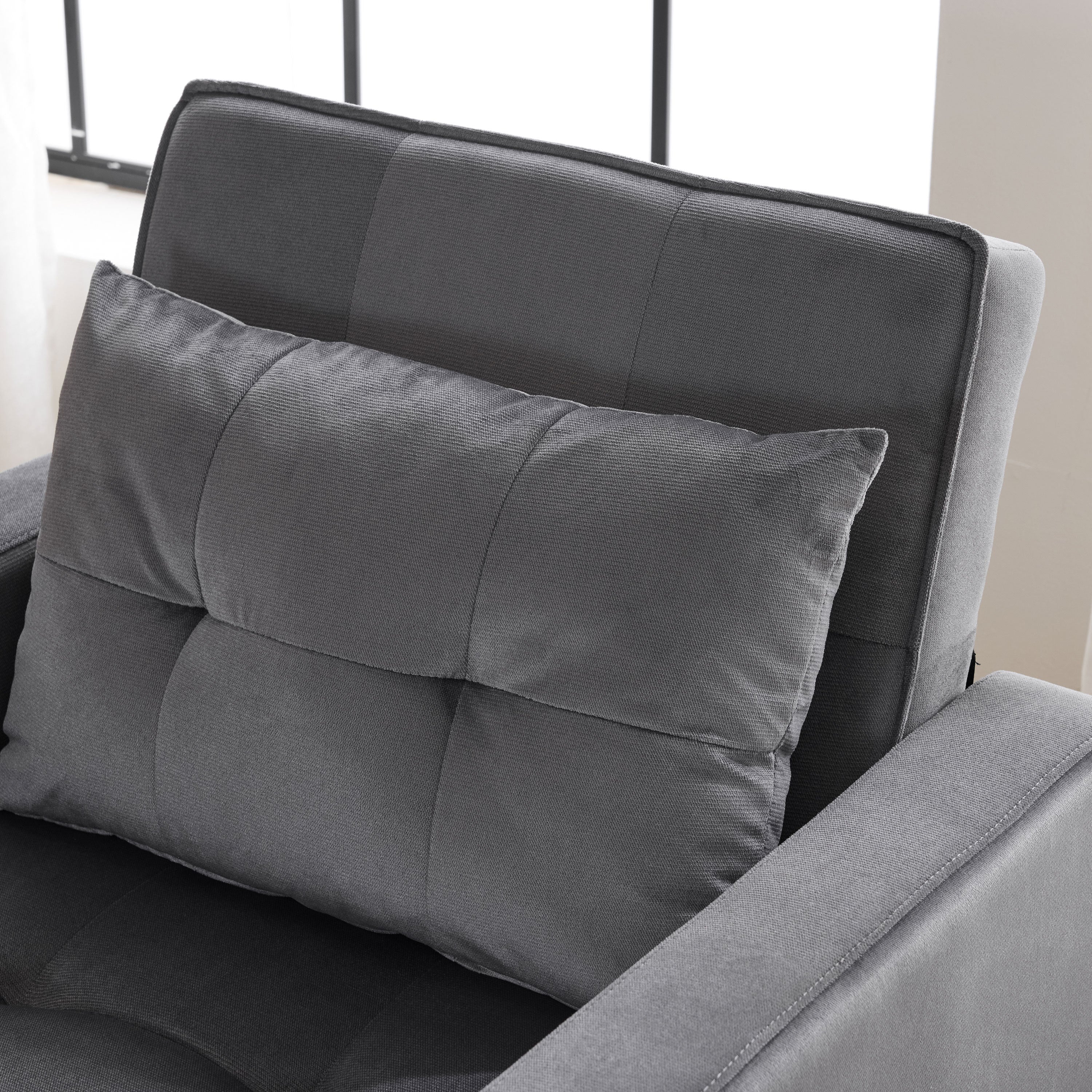 3-in-1 Convertible Sleeper Sofa Bed Chair with Pillow & Pocket - Modern Velvet Fabric Multi-Functional Furniture for Living Room, Bedroom, Study & Small Apartments (Gray) | Perfect for Guest Sleeping, Lounging & Space Saving Solutions