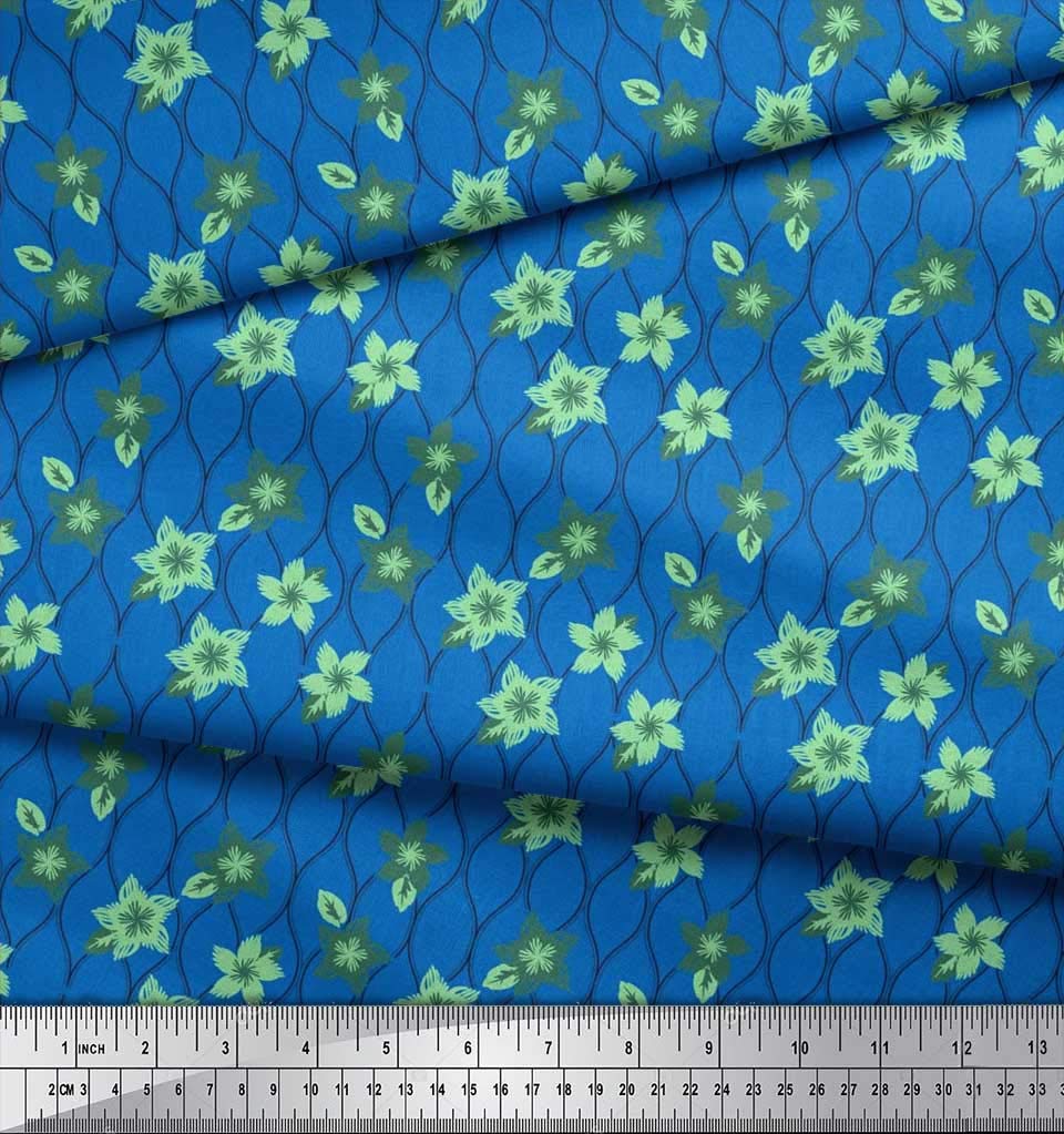 Soimoi Moss Georgette Brown Fabric by The Yard - 42 Inch Wide Floral & Ogee Damask Printed Fabric for Fashion Dresses, Curtains & Home Decor - Lightweight & Elegant Material for DIY Sewing Projects