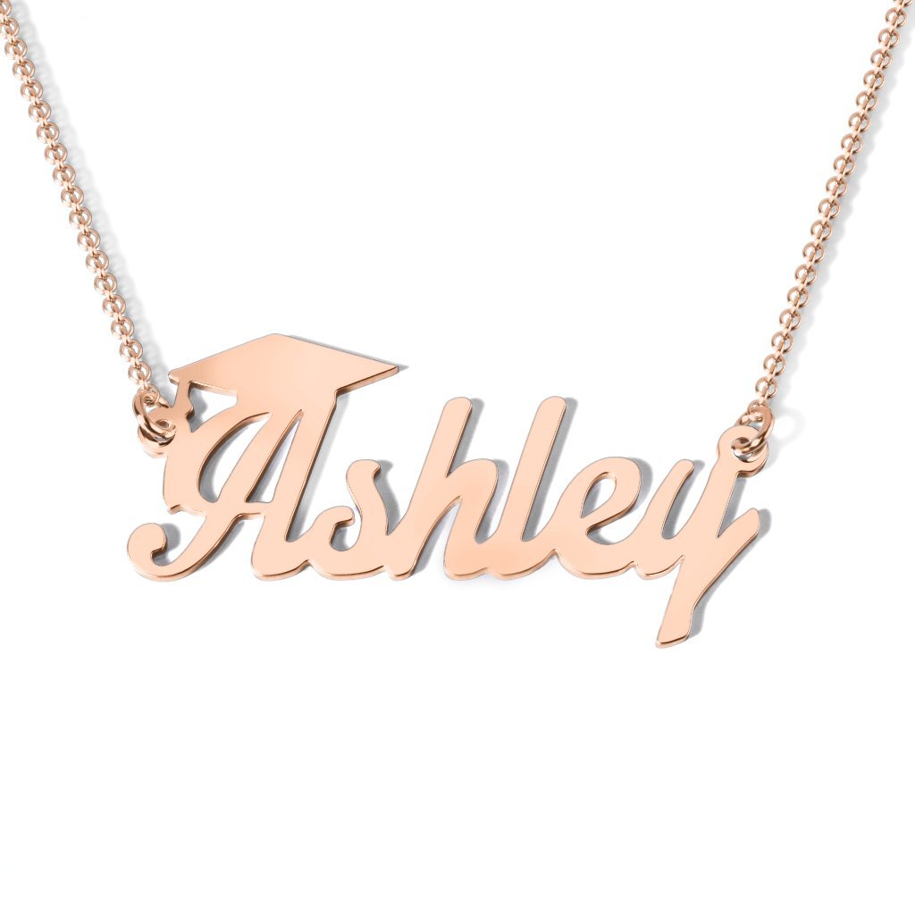10K Gold Personalized Graduation Name Necklace for Women - Custom Engraved Jewelry Gift for Her - Perfect for Graduation, Birthday & Anniversary Celebrations