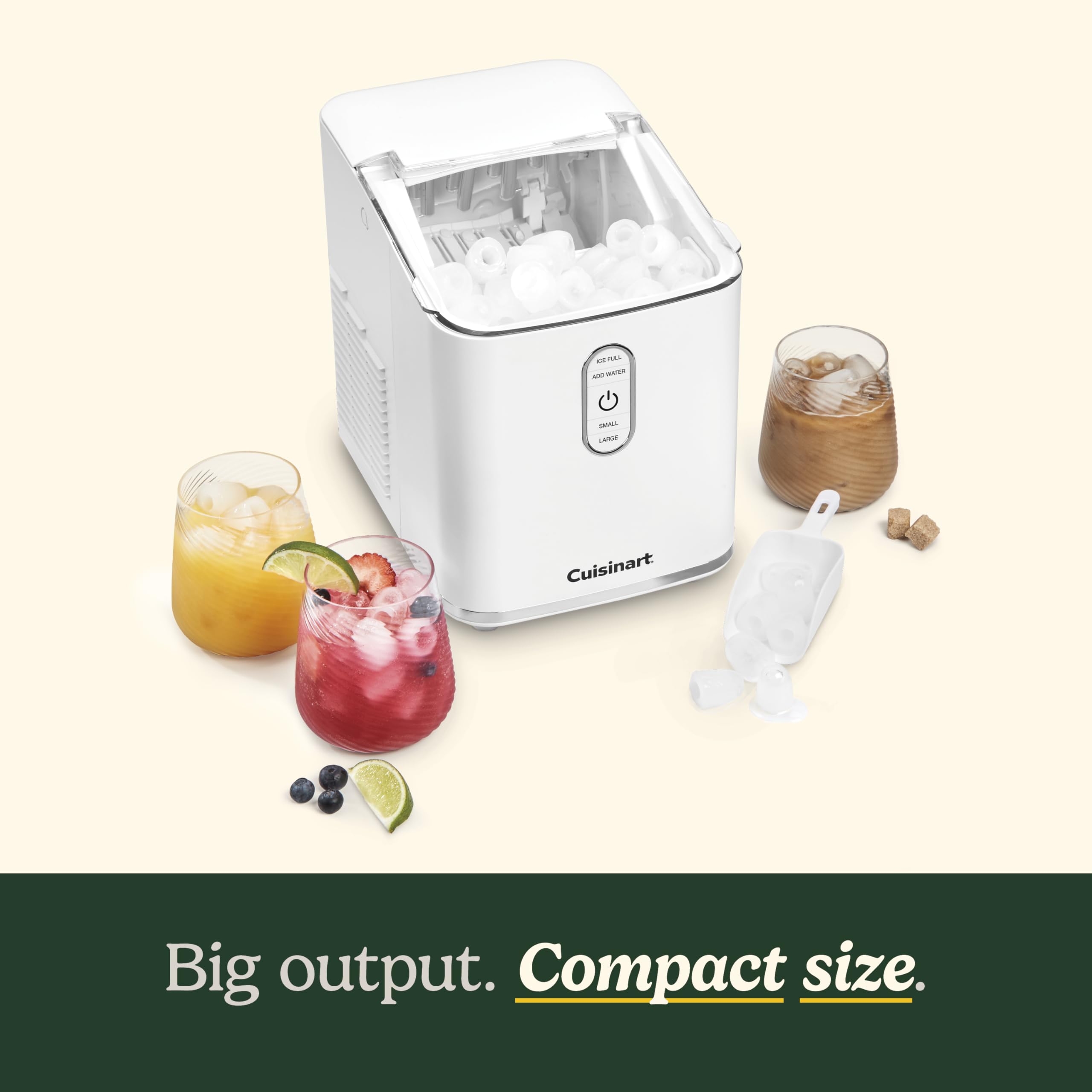 Cuisinart IMC-2 Compact Bullet Ice Cube Maker - Fast Countertop Ice Machine for Home, Office, Bar, and Cocktail Parties