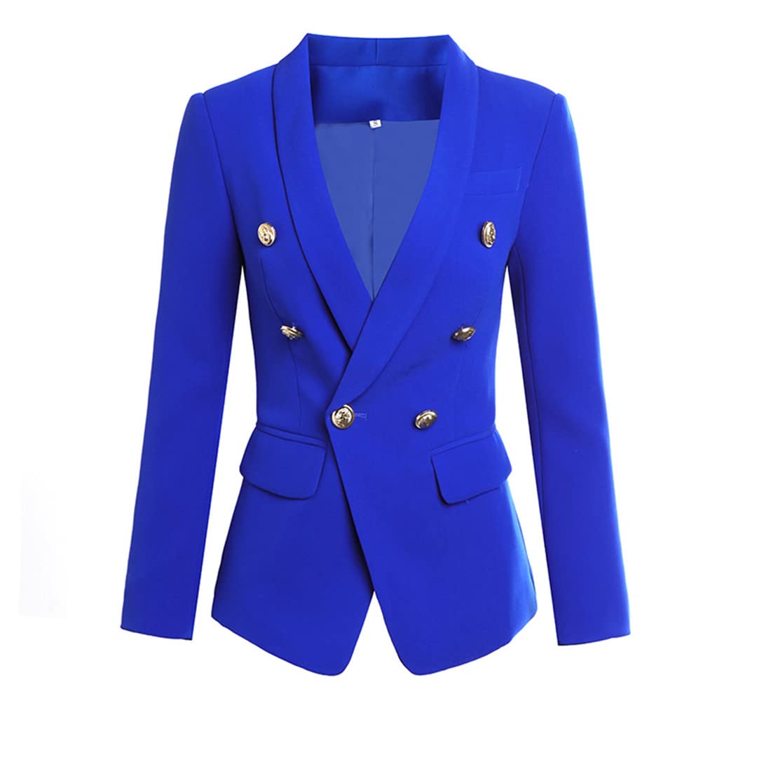 Shawl Collar Royal Blue Blazer with Gold Buttons - Elegant Men's Jacket for Formal Events & Business Meetings