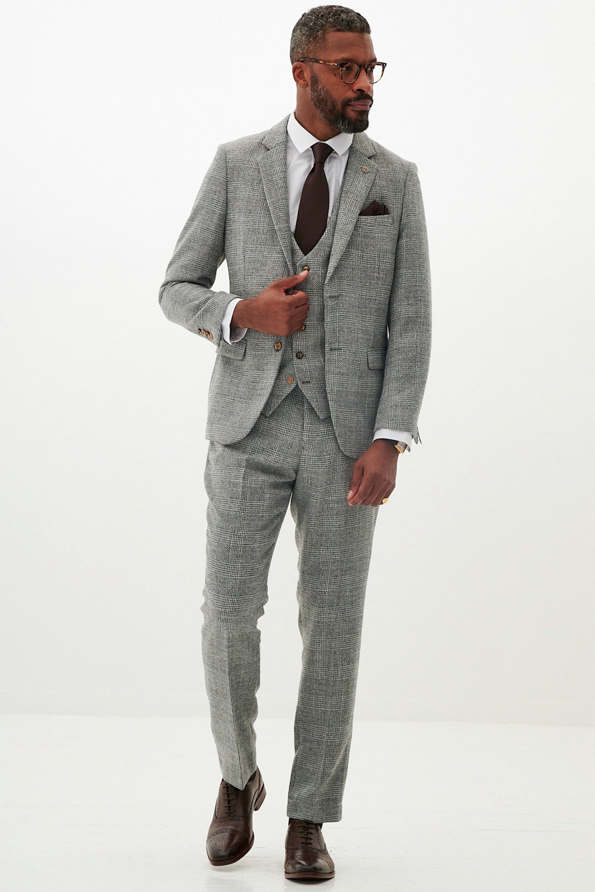 KRIS Silver Grey Tweed Suit for Men - Premium Wool Blazer & Pants Set | Formal Business Attire | Inspired by Jarrod Bowen | Perfect for Office, Weddings & Special Events