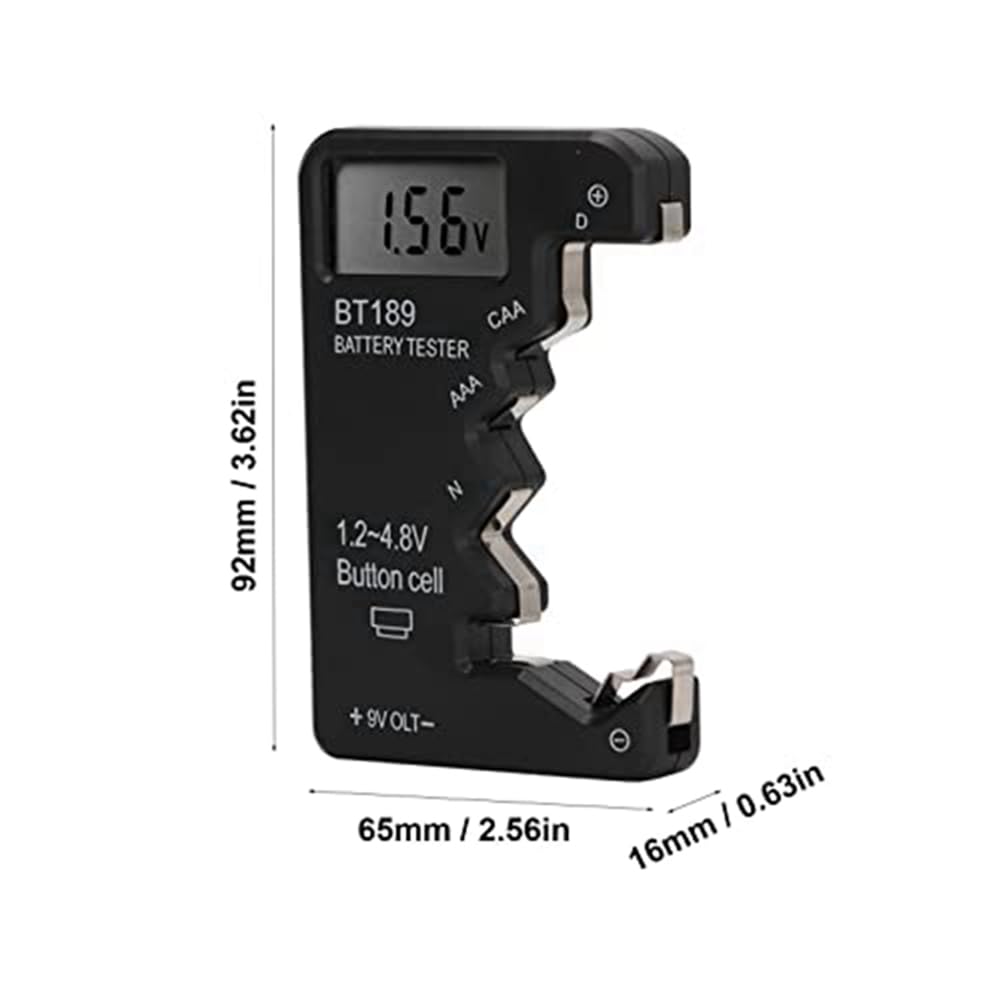 Universal Battery Tester - 4 Pack AA AAA 6F22 9V 1.5V Battery Checker for Household Use - Perfect for Toys, Flashlights, Remote Controls & Electronics (Black)
