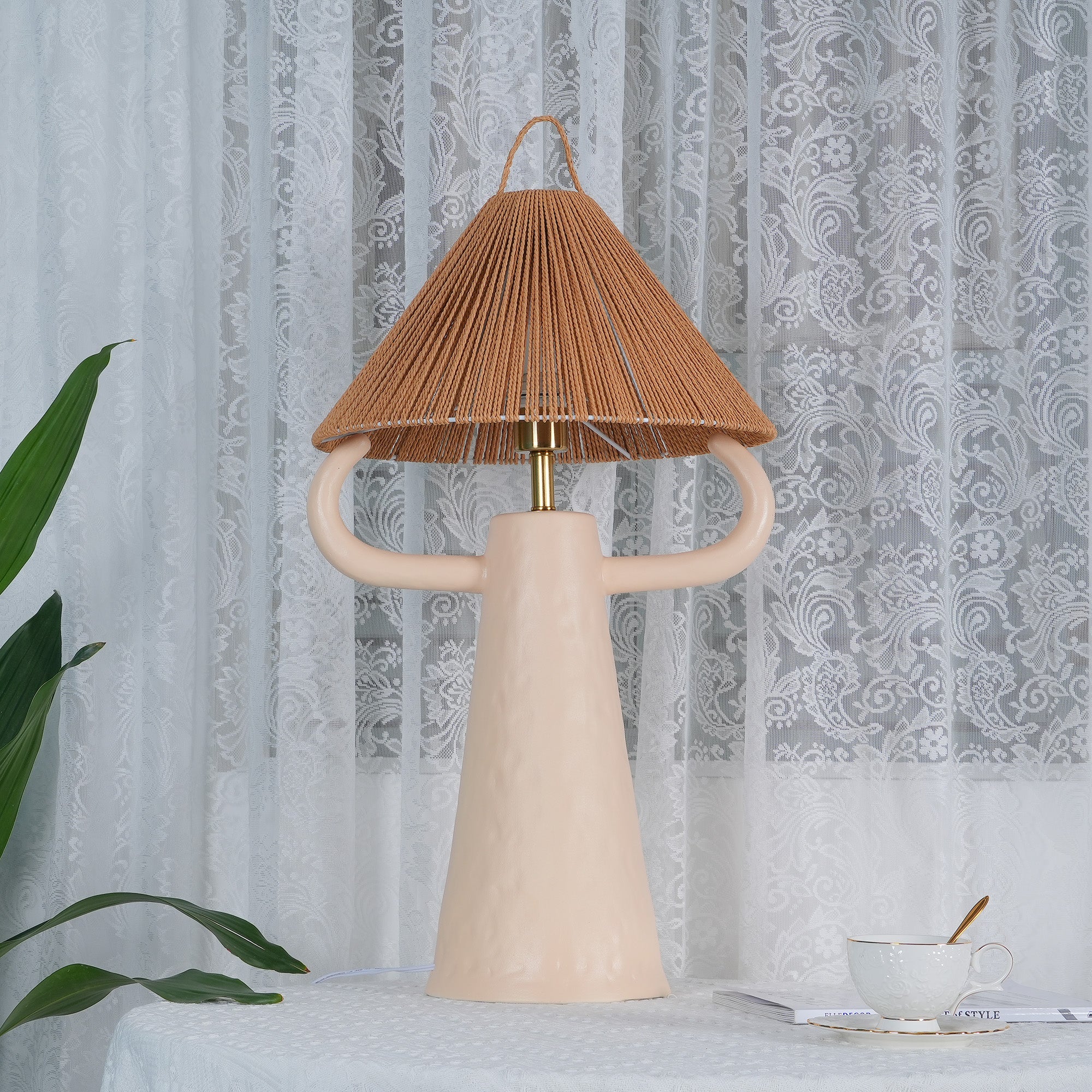 Dona Ceramic Table Lamp - Elegant Handcrafted Night Light for Bedroom, Living Room, and Office Decor - Perfect for Cozy Ambiance and Relaxation