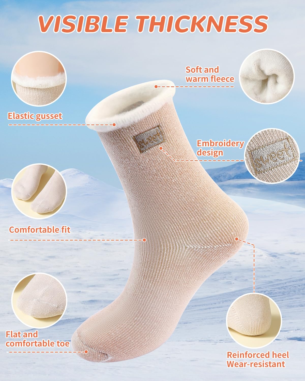 Women's Winter Socks - Thick Wool Thermal Socks for Cold Weather & Gifts