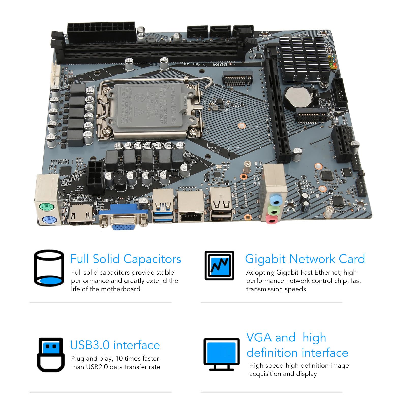 Bewinner Gaming Motherboard - DDR4 RAM, LGA 1700 Socket, Dual M.2 Slots, SATA3.0 & USB3.0 - ATX Desktop PC Motherboard for Gaming & High-Performance Computing