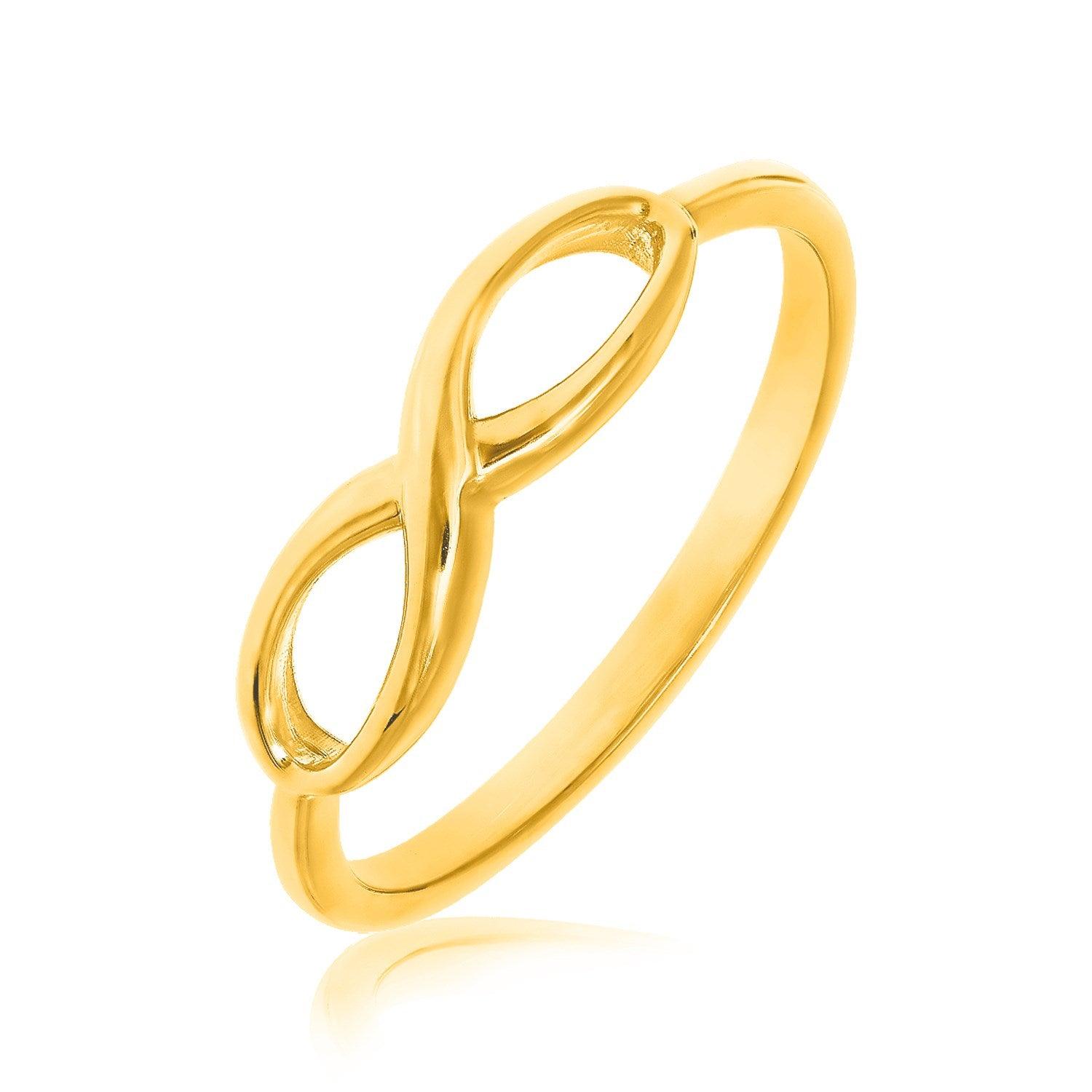 14K Yellow Gold Infinity Ring for Women - High Polish Elegant Wedding Band, Anniversary Gift, Promise Ring - Perfect for Engagements, Proposals & Special Occasions