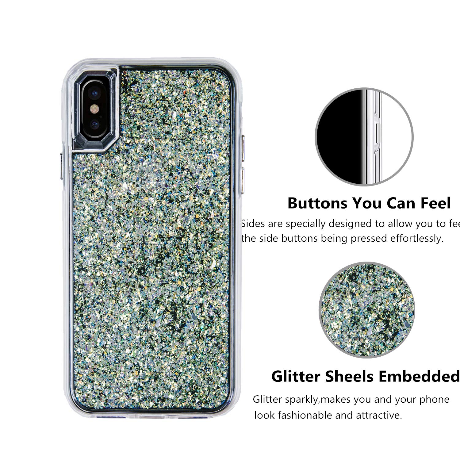 Sparkle Glitter iPhone 11 Pro Max Case - Elegant Women's Foil Hard Back Cover with TPU Bumper | Protective Bling Phone Case for iPhone 11 Pro Max 6.5