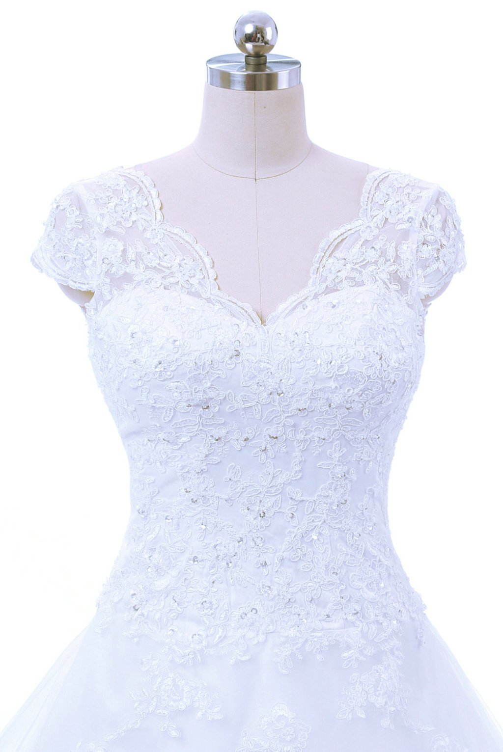 Elegant Vintage Lace Wedding Dress with Chapel Train for Women | A-Line Bridal Gown | Perfect for Church, Beach, and Garden Weddings
