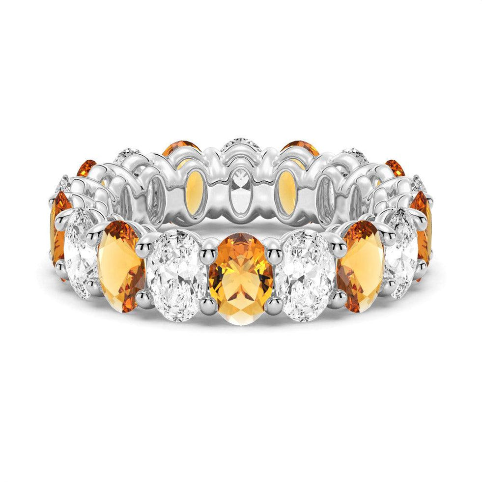 6.6 CT Lab-Created White Sapphire & Citrine Gemstone Ring - Elegant Wedding, Engagement, and Anniversary Jewelry Gift for Women