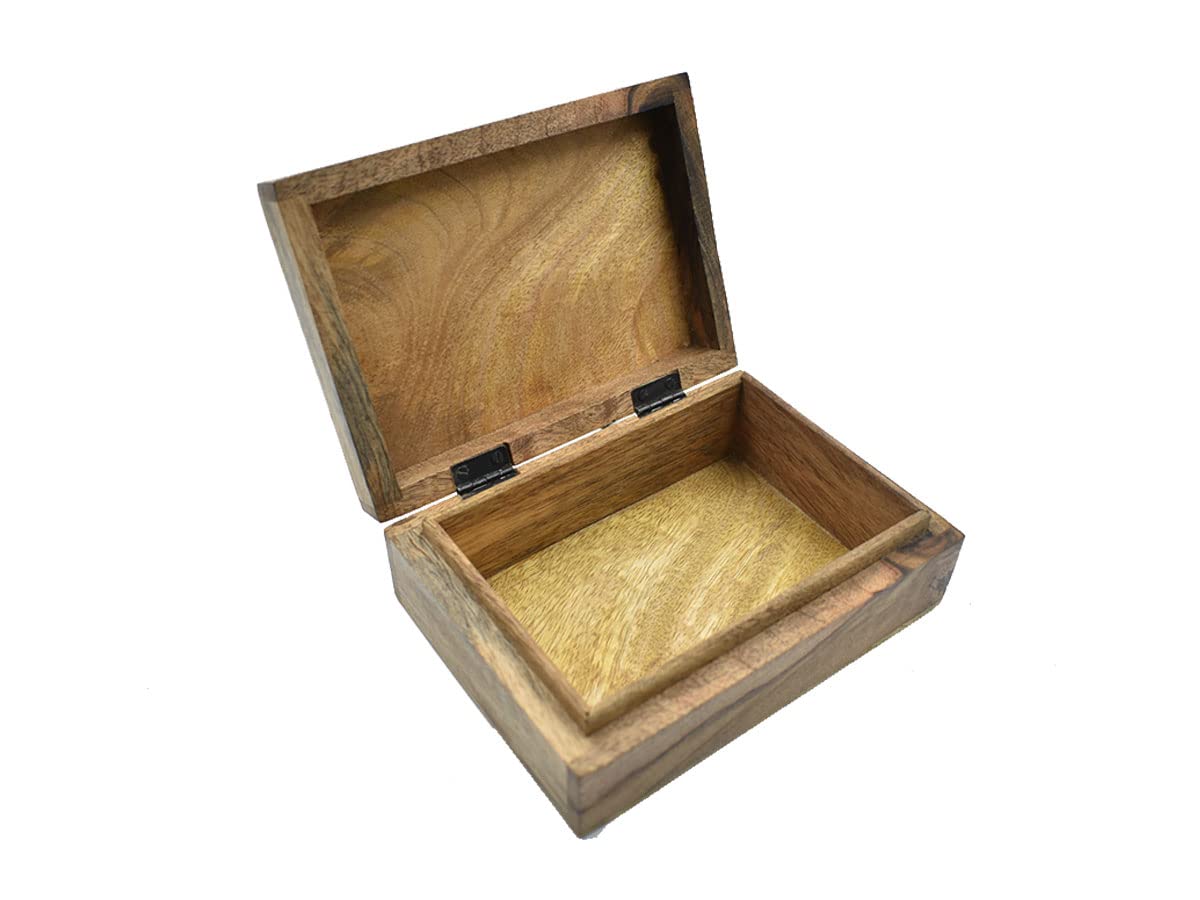 Handmade Wooden Jewelry Box with Heart & Floral Carving - Keepsake Storage Organizer for Women & Girls - Perfect for Rings, Necklaces & Earrings - Gift for Birthday, Anniversary & Valentines Day