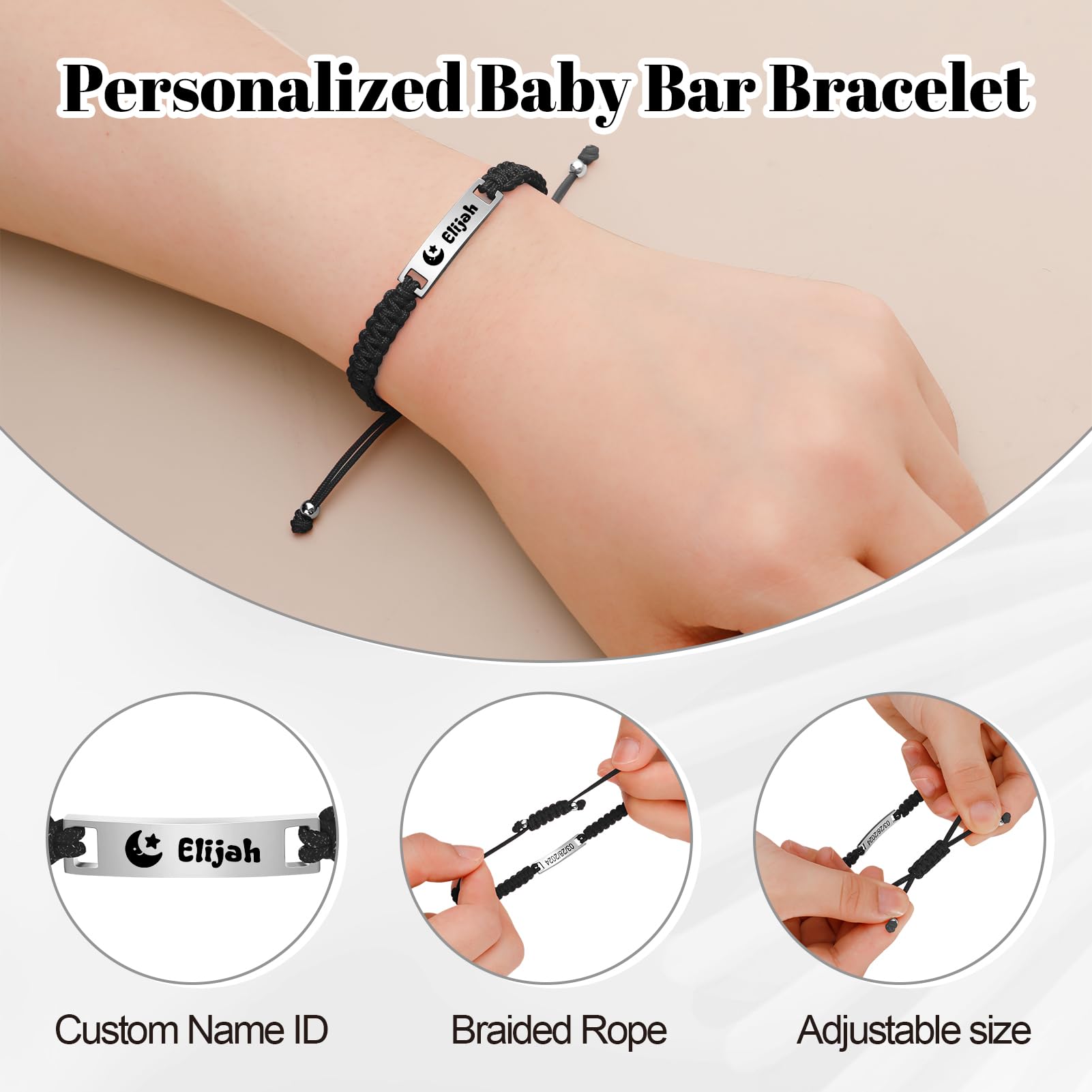 Personalized Baby Name ID Bracelet - 18K Gold Plated Adjustable Red String Protection Bracelet for Kids, Toddlers & Newborns | Perfect Gift for Birthdays, Christenings & Baby Showers
