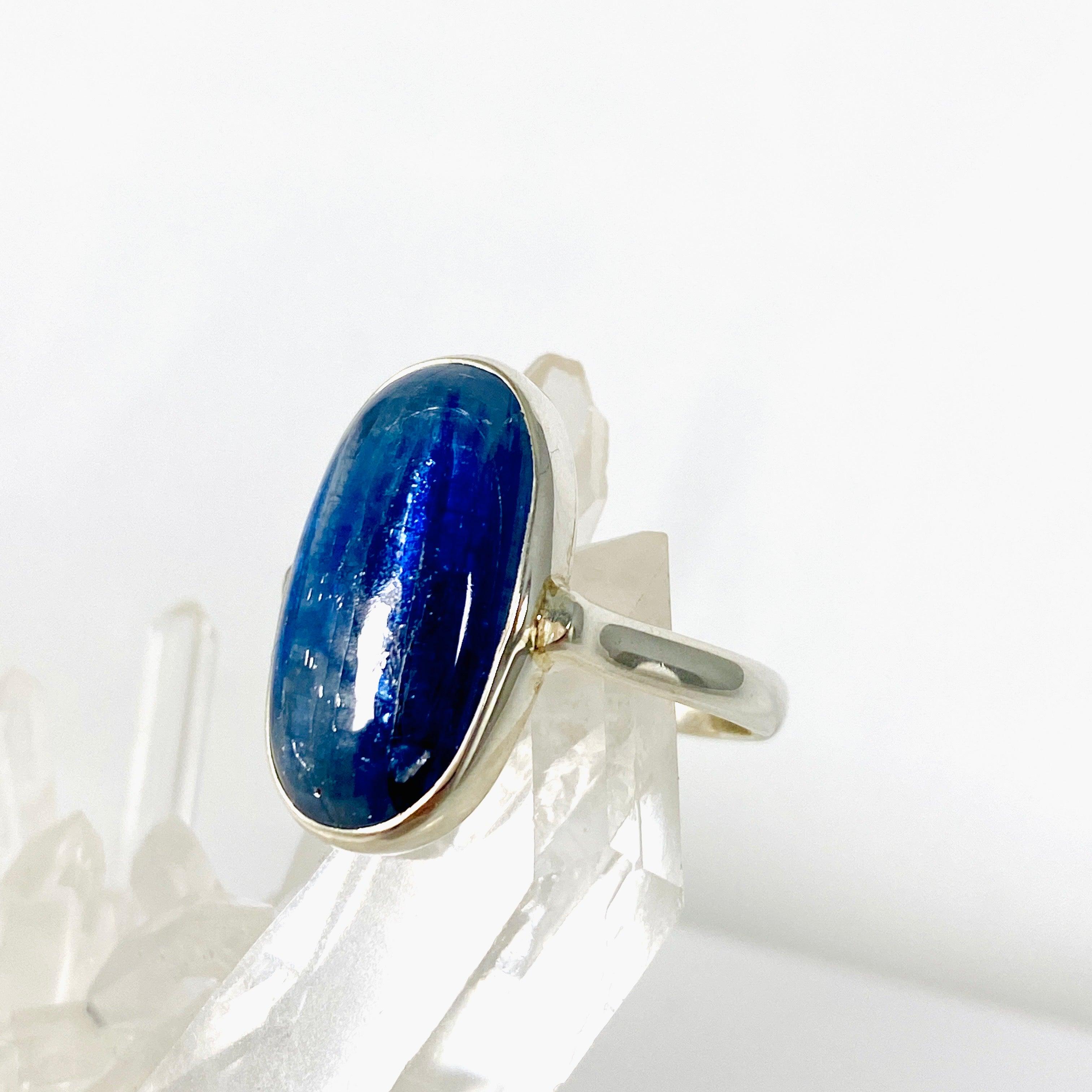 Kyanite Oval Ring Size 9 - KRGJ2695 | Elegant Blue Gemstone Jewelry for Women, Perfect for Weddings & Special Occasions