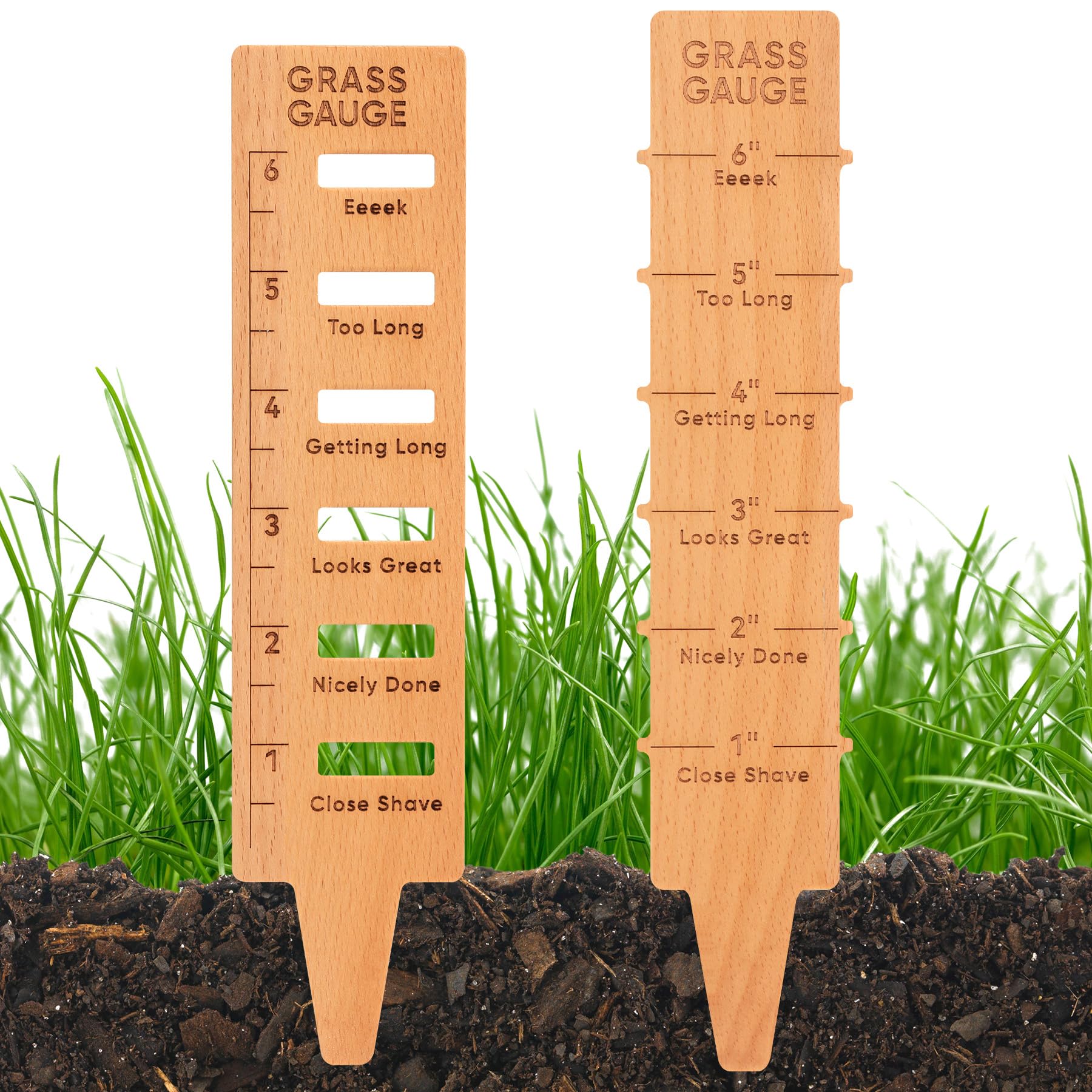 2PCS Wooden Grass Gauge Ruler - Outdoor Lawn Measurement Tool for Perfect Grass Trimming | Yard Care Essential with Height Indicator | Ideal Gardening Gift for Lawn Lovers | Perfect for Measuring Turf Height in Residential & Commercial Landscapes