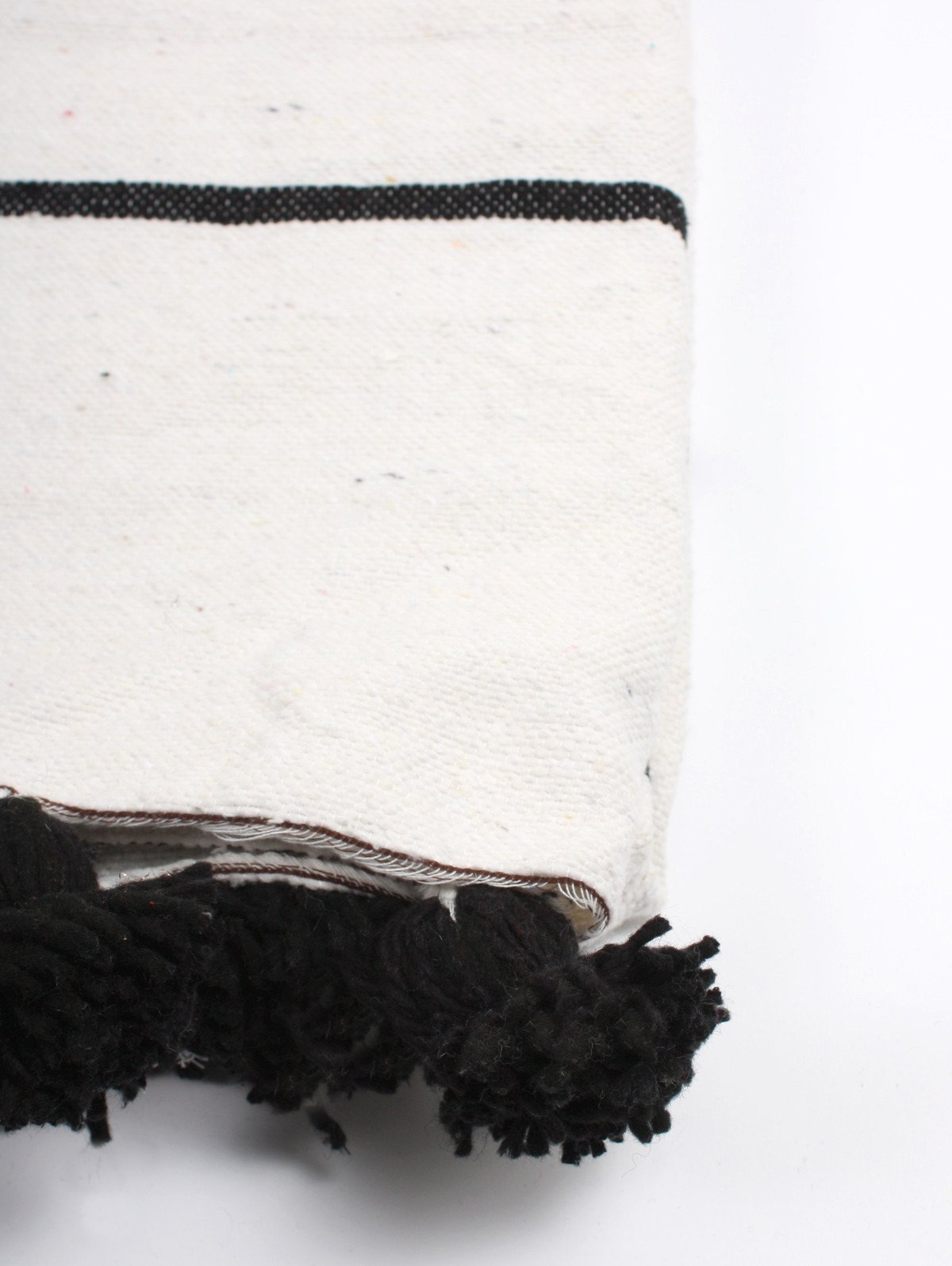 Soft Tassel Pom Pom Blanket - White & Black Cozy Throw for Couch, Bed, or Sofa - Perfect for Home Decor, Gifts, and Relaxation (Slight Seconds)