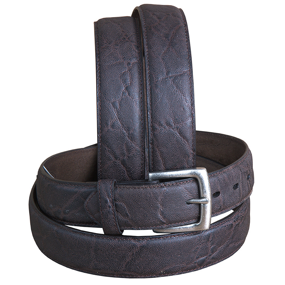 34 Inch 3D Wide Dark Brown Leather Elephant Print Mens Cowboy Belt - Western Style Fashion Accessory for Rodeo, Country Music Concerts & Casual Outfits