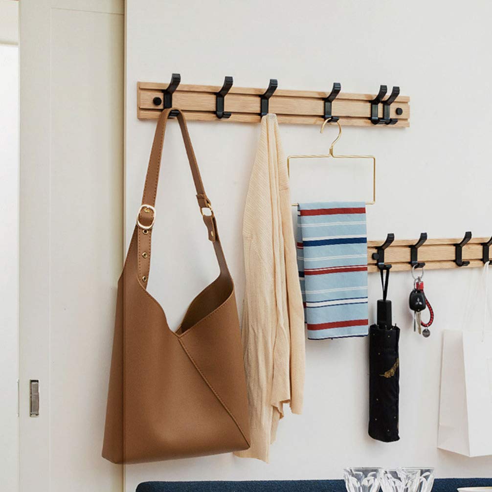 Cabilock Key Hanger Set - 6 Bamboo Door Hooks for Keys, Hats, Coats & Accessories | Space-Saving Wall Mount Organizer for Entryway, Bedroom & Closet