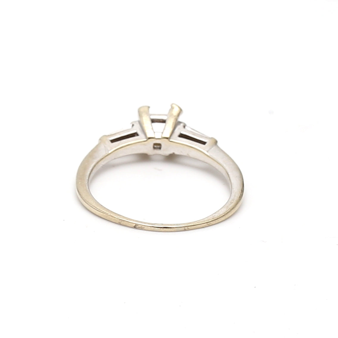 0.20 Carat Tapered Baguette Diamond Ring in 14K White Gold Semi Mount - Elegant Engagement & Wedding Ring for Women
