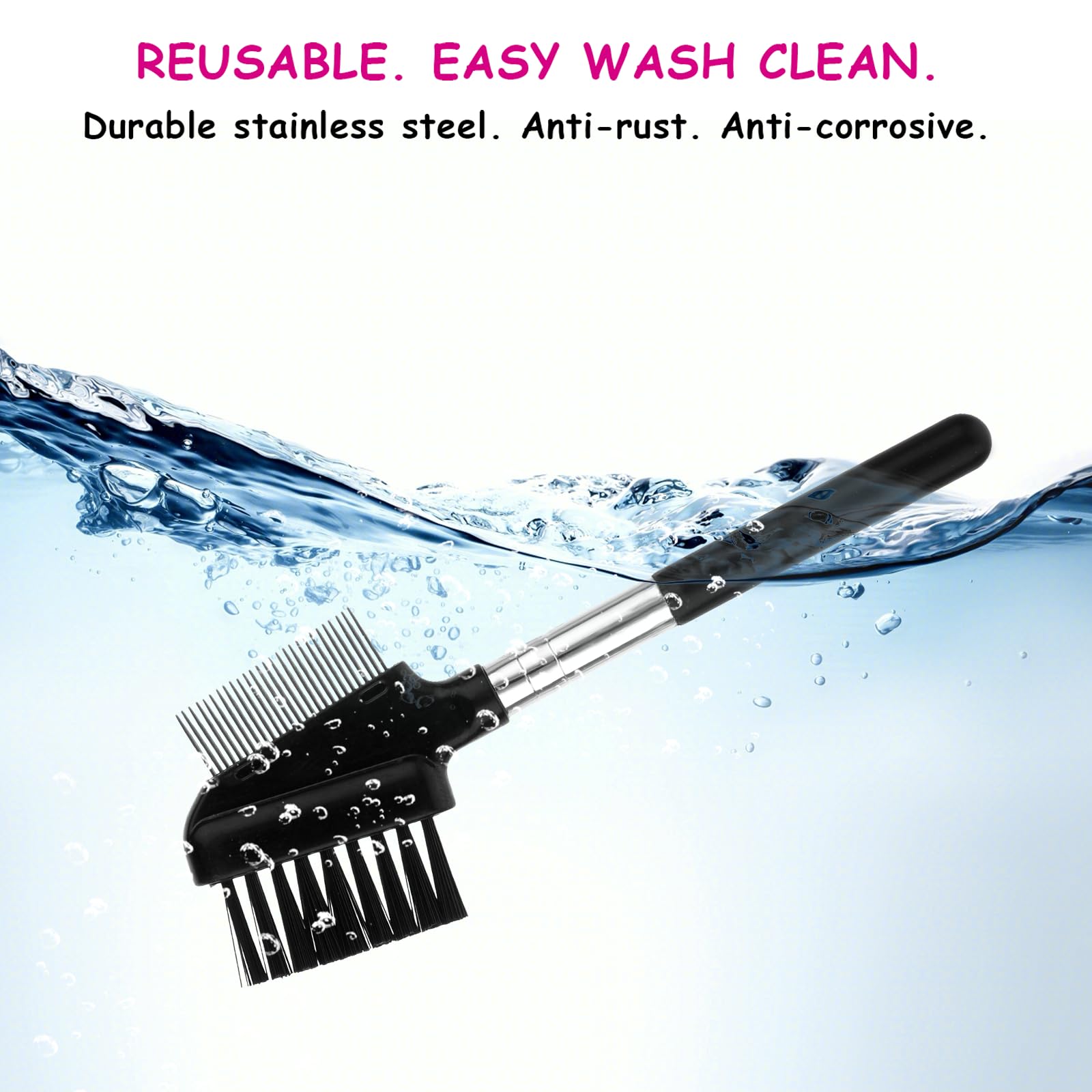 2-in-1 Metal Eyelash Comb & Eyebrow Brush - Portable Makeup Tool for Travel & Beauty