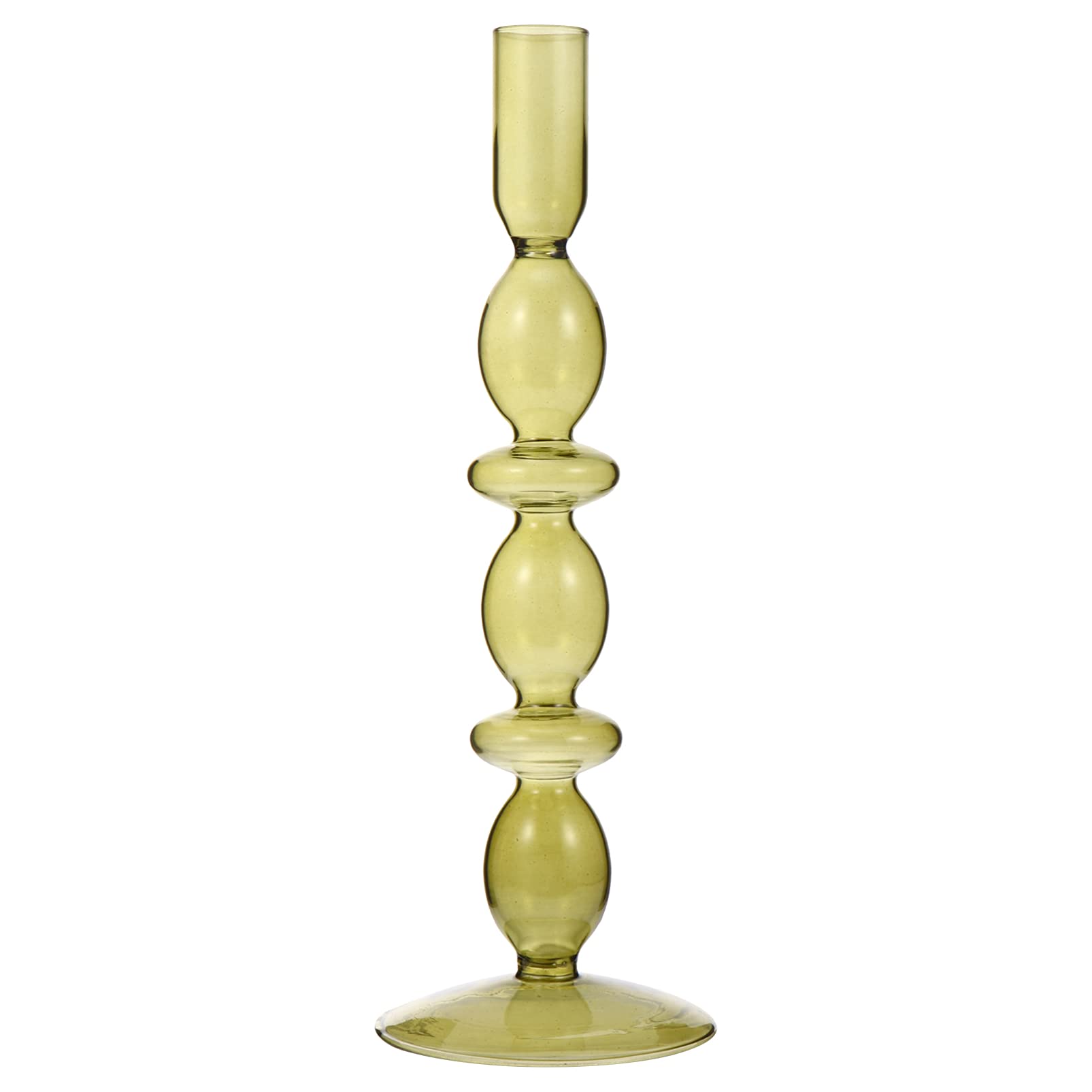 Vintage Glass Candle Holders - Elegant Green & Silver Candlesticks for Weddings, Parties & Home Decor | Taper Candle Holders Centerpiece for Romantic Dinners, Holiday Tablescapes & Special Occasions