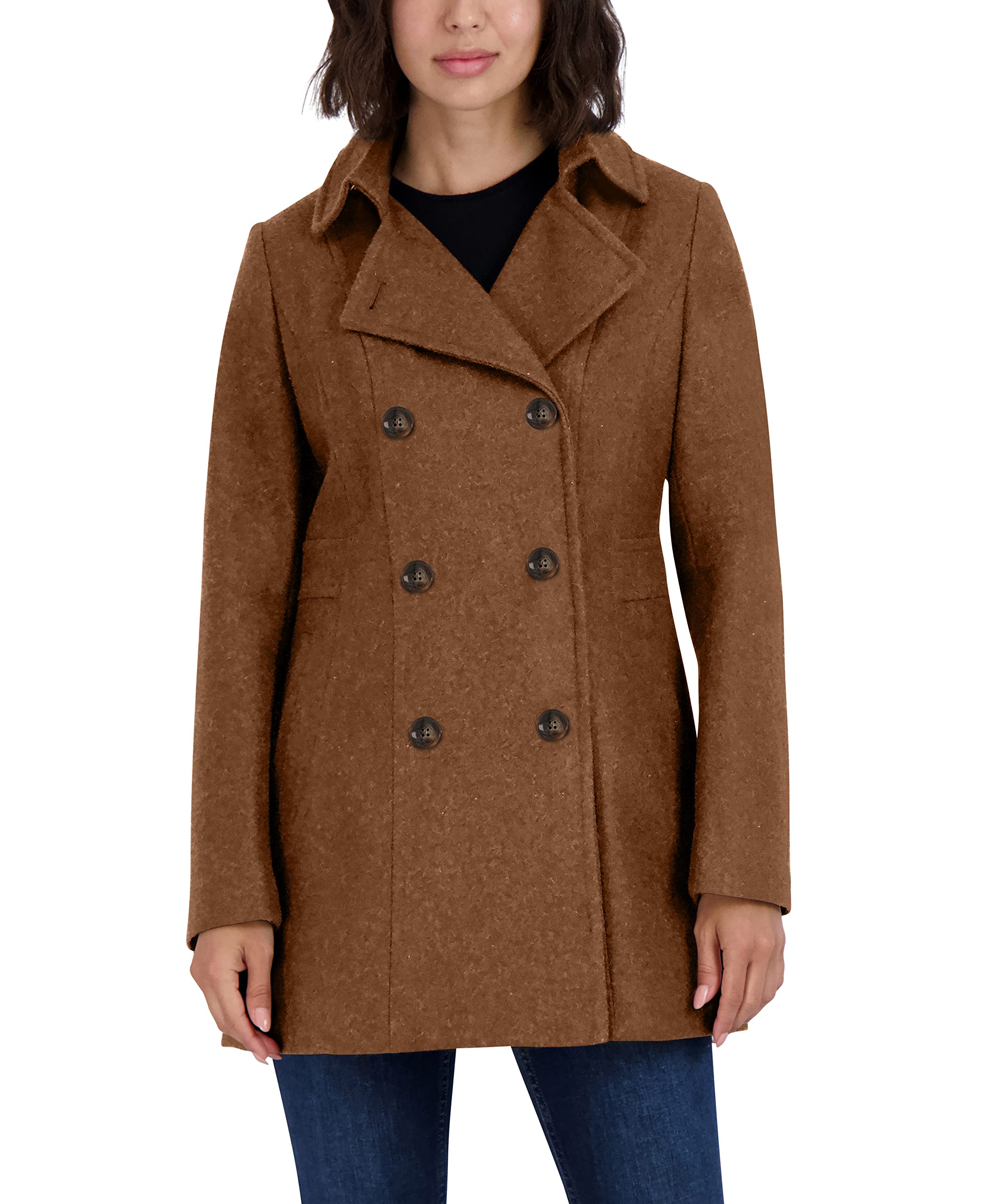 Nautica Women's Wool Blend Double Breasted Peacoat - Warm Winter Coat for Cold Weather | Stylish Outerwear for Work, Travel & Everyday Wear