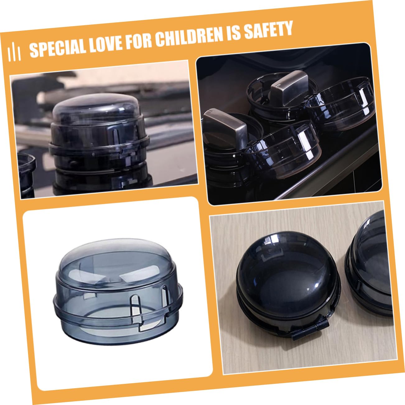 Universal Gas Stove Knob Covers - Childproof Safety Protectors for Kitchen Stove Knobs (Set of 4, Black) | Prevent Accidental Gas Leaks & Toddler Burns - Ideal for Homes with Kids & Elderly Safety