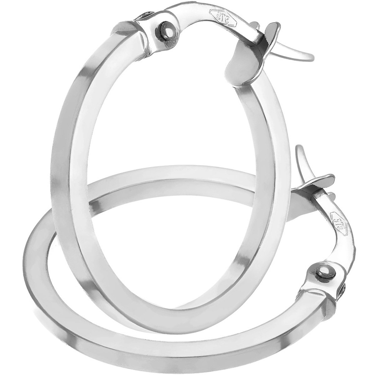9ct White Gold Square Edge Hoop Earrings for Women | Elegant Everyday Jewelry | Perfect for Parties, Weddings & Office Wear - by Elegano