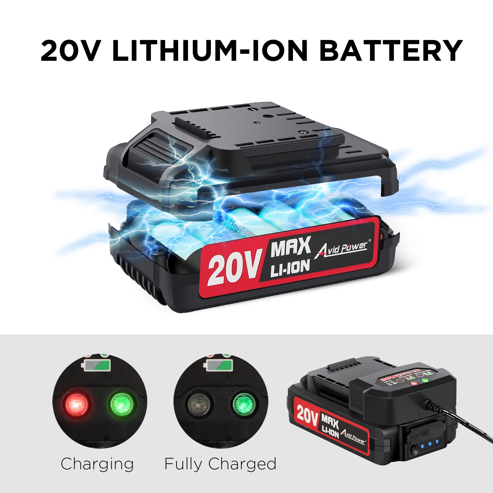 AVID POWER 20V Cordless Drill Set with Battery & Charger + Cordless Tire Inflator Air Compressor - Perfect for Home DIY Projects, Car Maintenance & Emergency Roadside Repairs