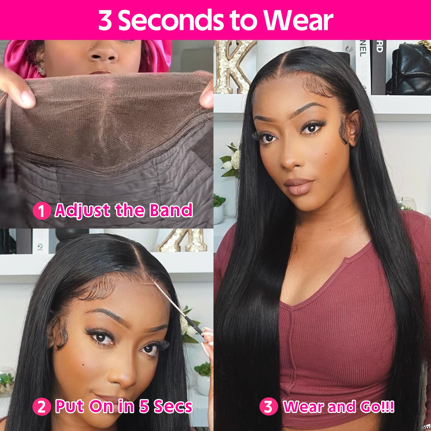 30 Inch Glueless Human Hair Wigs with Pre Plucked HD Lace Front & Bleached Knots - Straight Lace Closure Wig for Natural Look | Perfect for Daily Wear, Cosplay, and Special Occasions