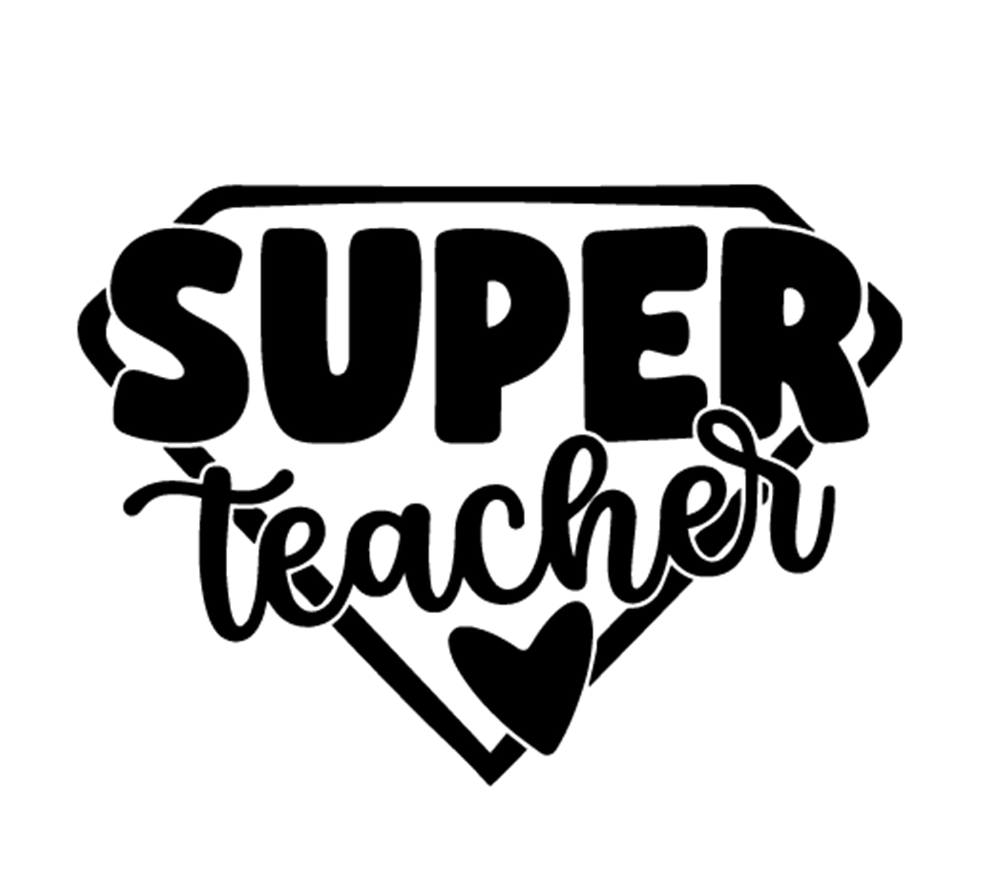 Super Teacher Iron On Decal - School Teacher HTV Vinyl Transfer Patch - Custom Size & Color - Easy 5 Minute Application - Perfect for DIY T-Shirts, Tote Bags & Classroom Gifts (Black)