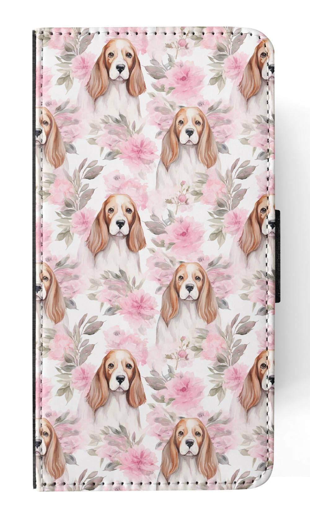 Premium Faux Leather Flip Wallet Phone Case for Apple iPhone 12 Mini - Cute Grand Basset Griffon Vendeen Puppy Dog Design | Perfect for Everyday Use, Travel & Gift Giving