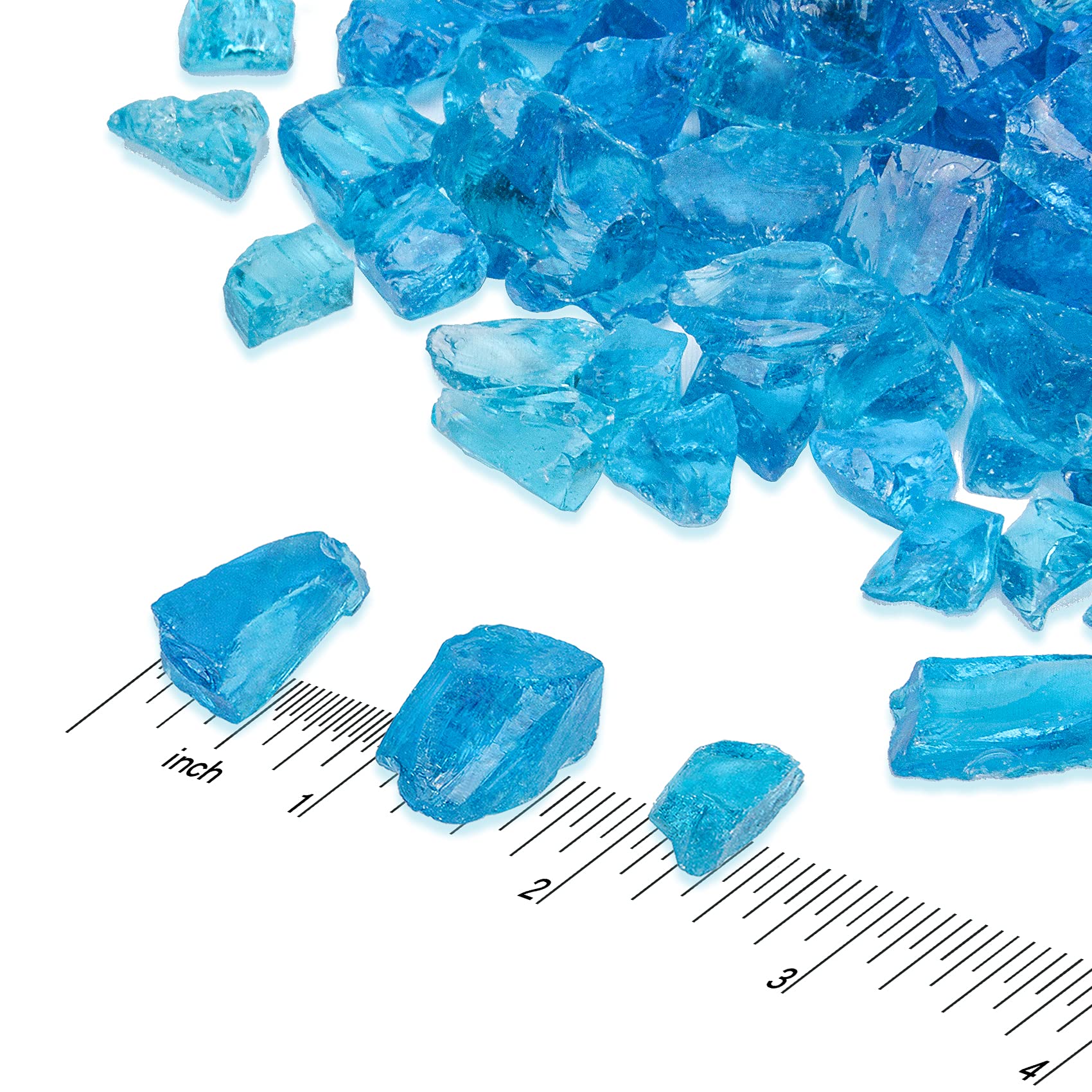 Skyflame 10-Pound Crushed Fire Glass - Premium Fire Pit & Fireplace Decor, Vase Filler, Garden Landscaping & Resin Art Material in Sea Blue - Perfect for Outdoor Patio, Backyard Fire Features & DIY Craft Projects