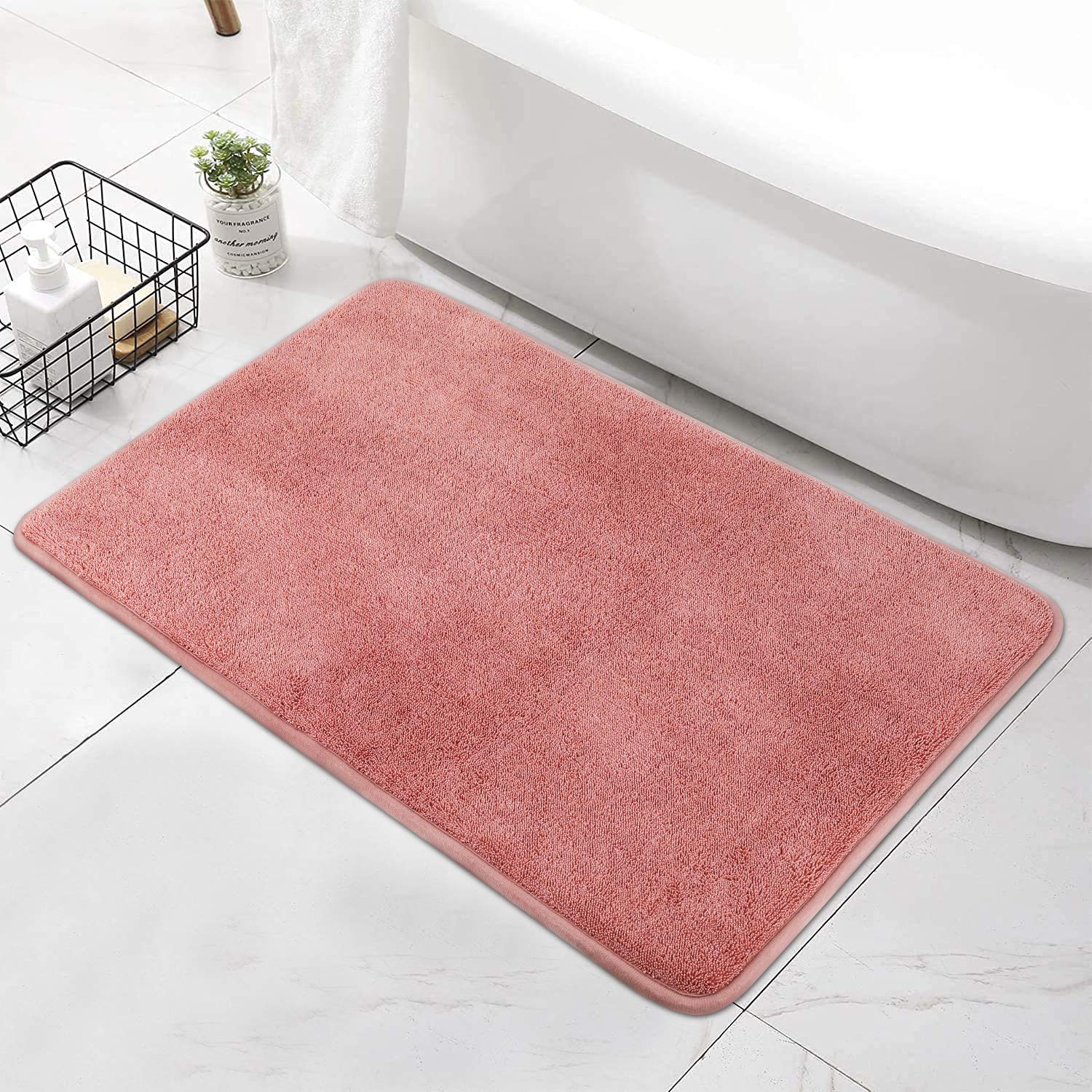 **Lewondr Memory Foam Bath Mat - Non-Slip Absorbent Plush Bathroom Rug, Machine Washable Shower Mat 19.7