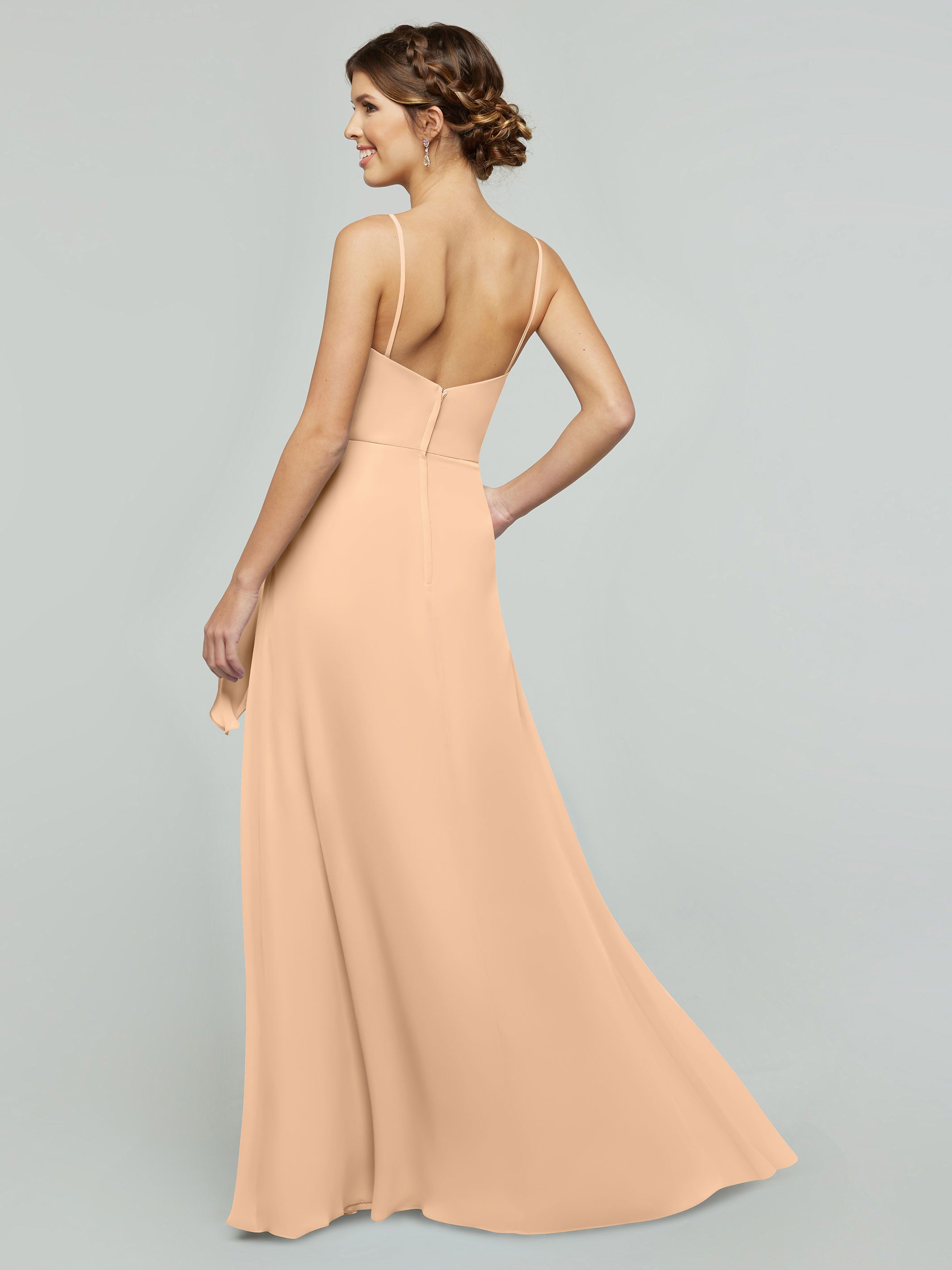 Elegant 80182 Chiffon A-Line Bridesmaid Dress with V-Neck & Spaghetti Straps - Perfect for Weddings, Formal Events & Special Occasions