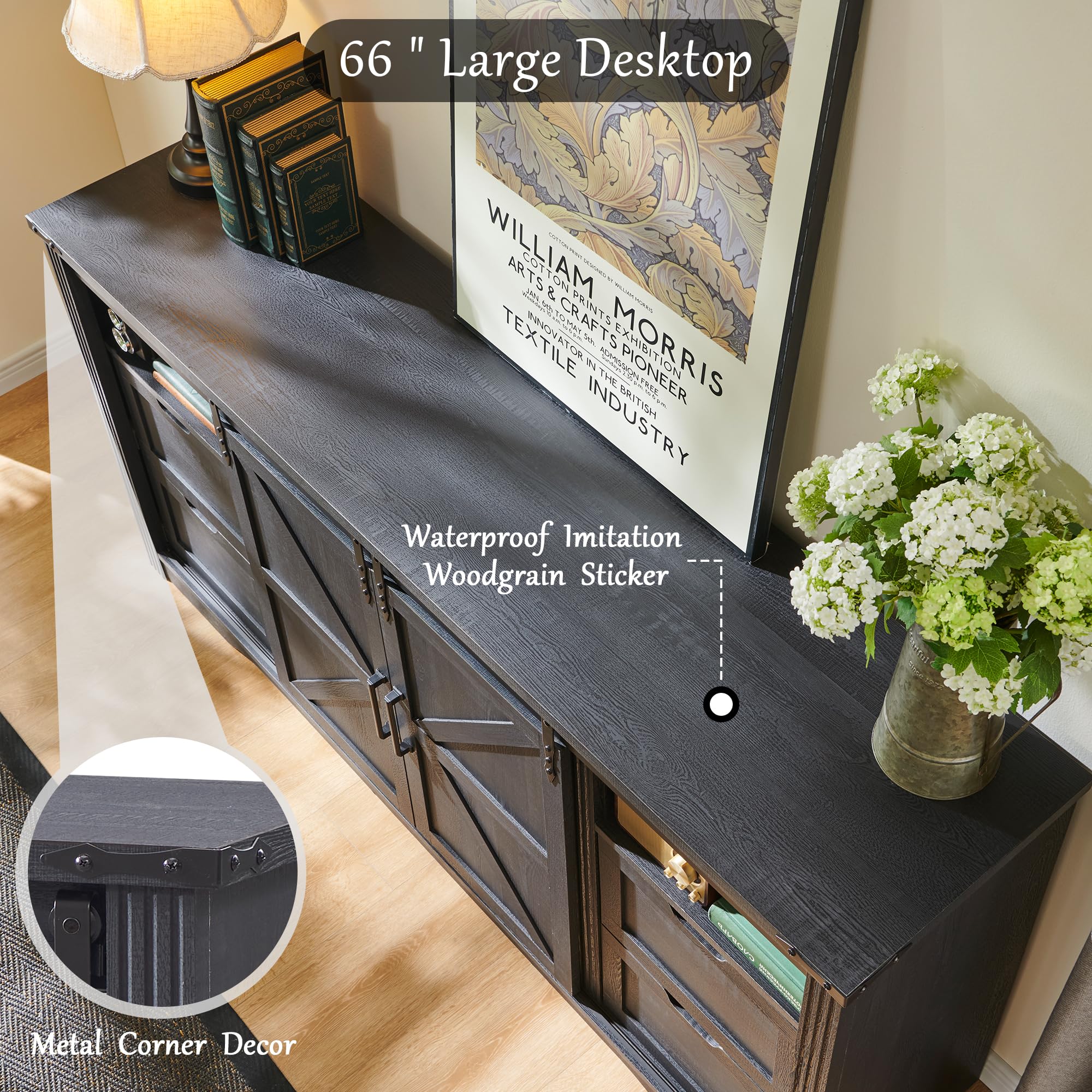 Farmhouse TV Stand for 75+ Inch TVs - 32
