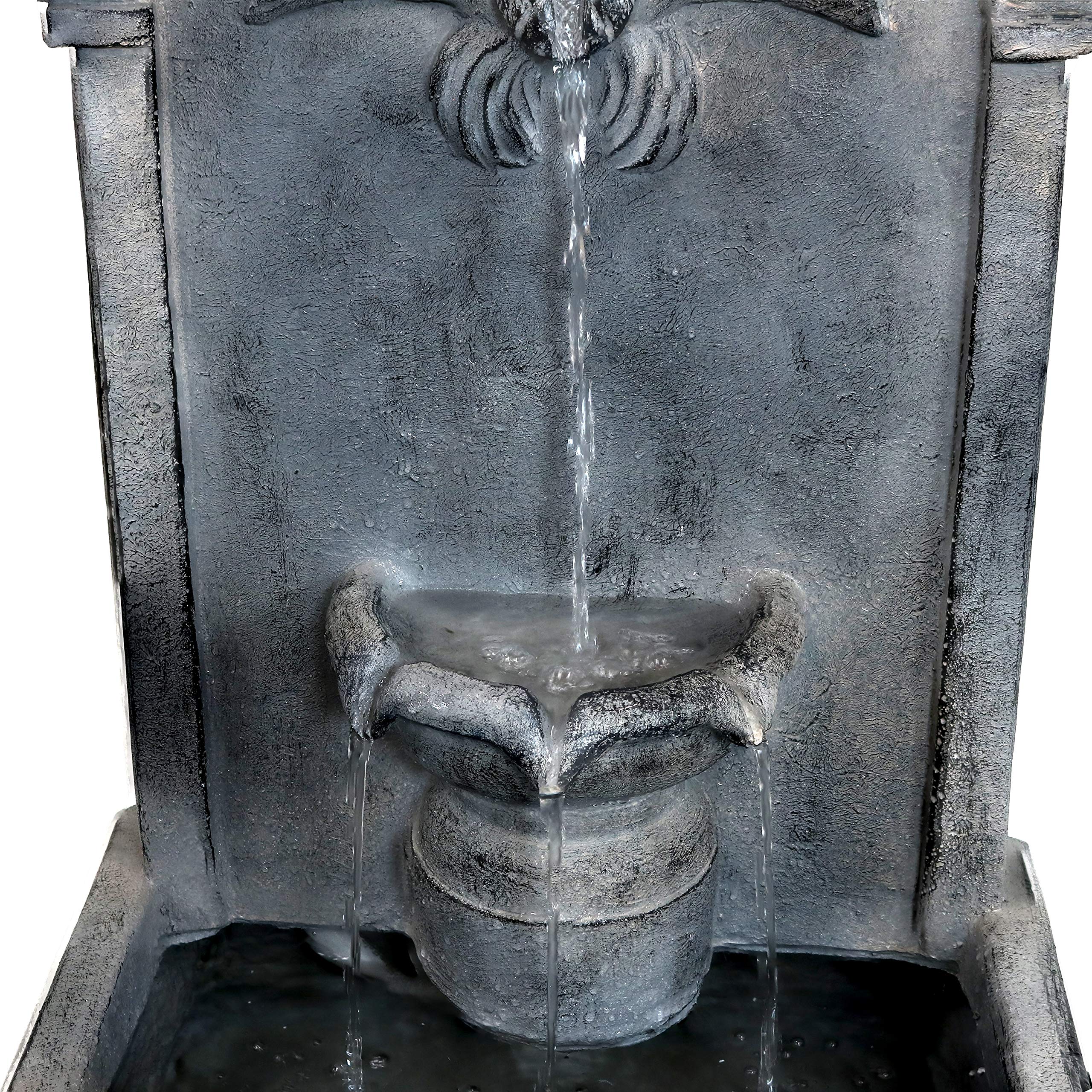 28-Inch French-Inspired Outdoor Flat Back Water Fountain - Durable Glass Fiber Reinforced Concrete - Perfect for Garden, Patio, and Backyard Decor