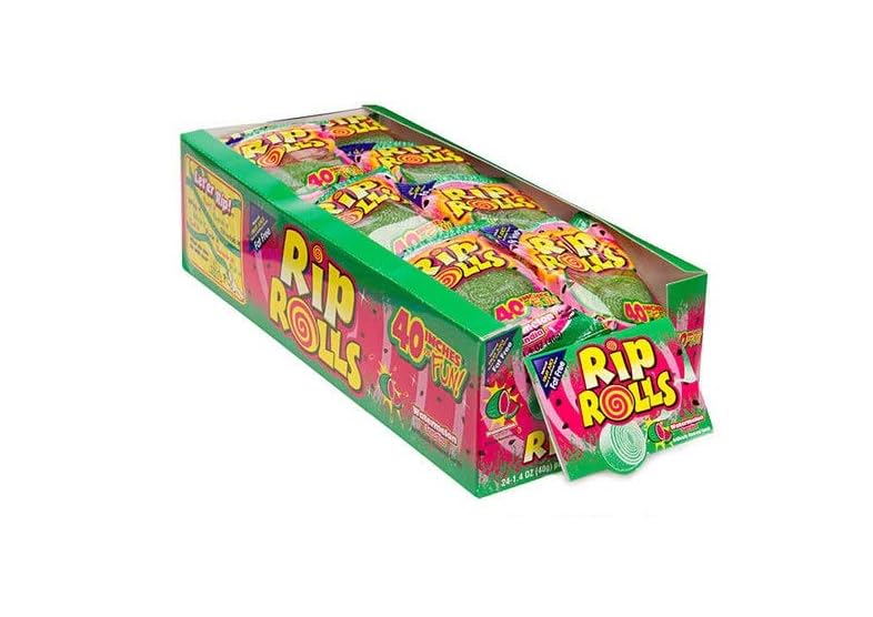 Sour Rip Rolls Watermelon Candy - 24 Count Bulk Pack | Tangy & Sweet Sour Belts for Parties, Movie Nights & Snacking