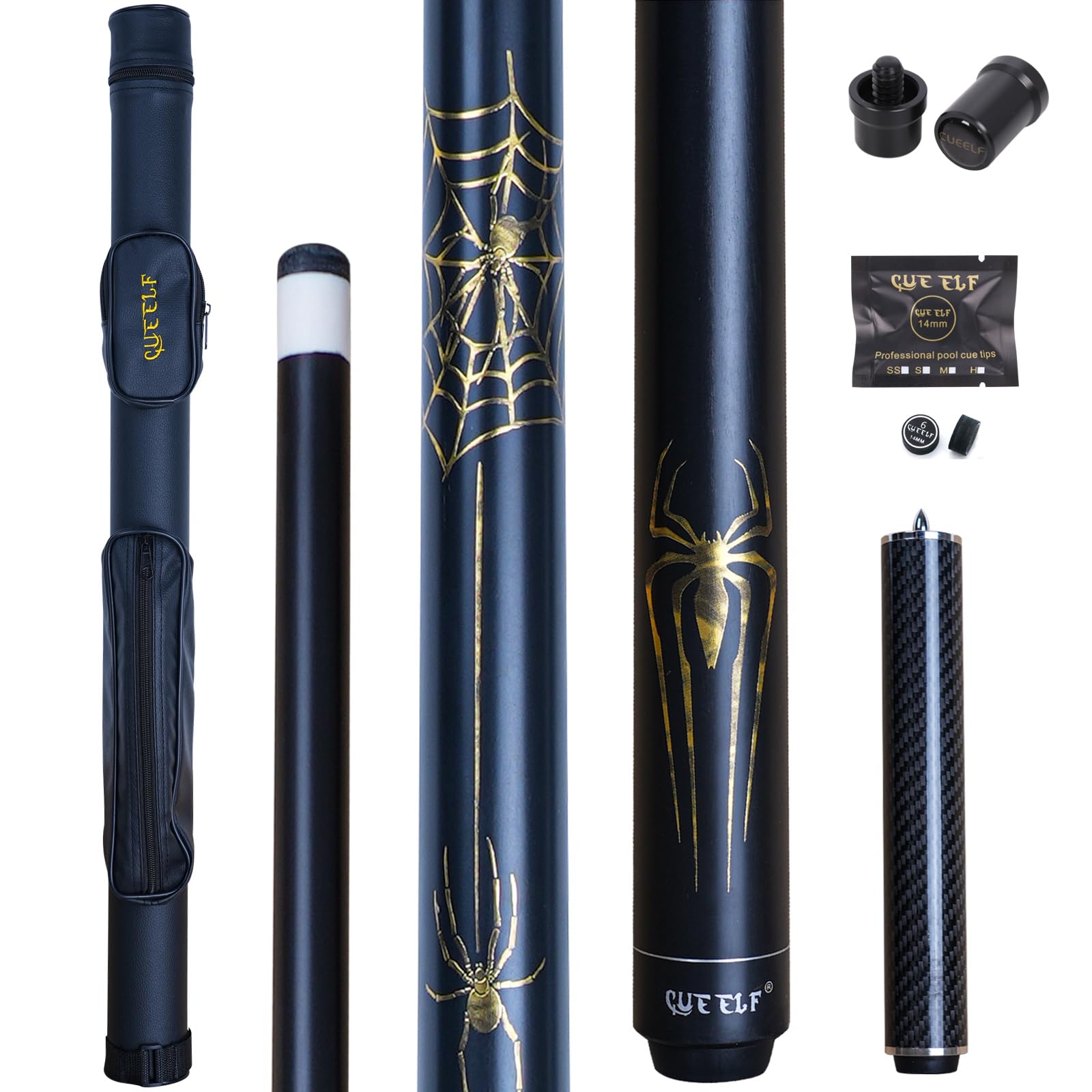 Professional Low Deflection Pool Cue Stick - Spider Billiard Cue with Carrying Case | Perfect for Tournament Play, Home Game Rooms & Pool Halls